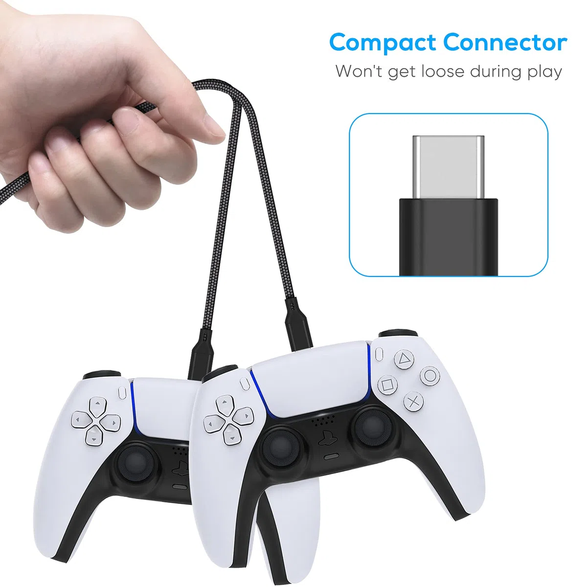 FYOUNG Cable USB C para mandos de PS5 DualSense, Xbox Series, Nintendo Switch, OLED/Switch Lite, color negro