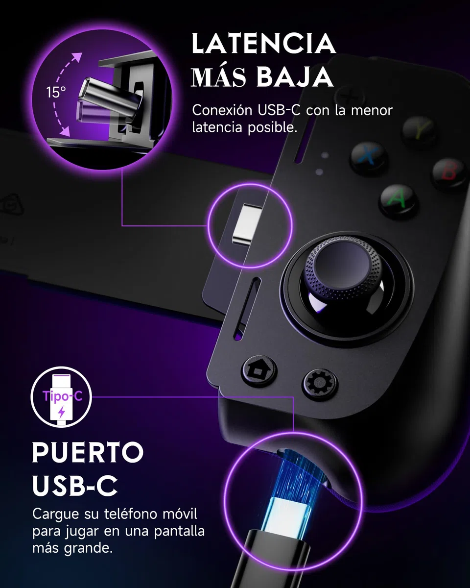 EasySMX M10 Móvil Mando de Juego para Android - Controlador de Juegos Móvil con Hall Joysticks/Triggers - Baja Latencia - Plug and Play