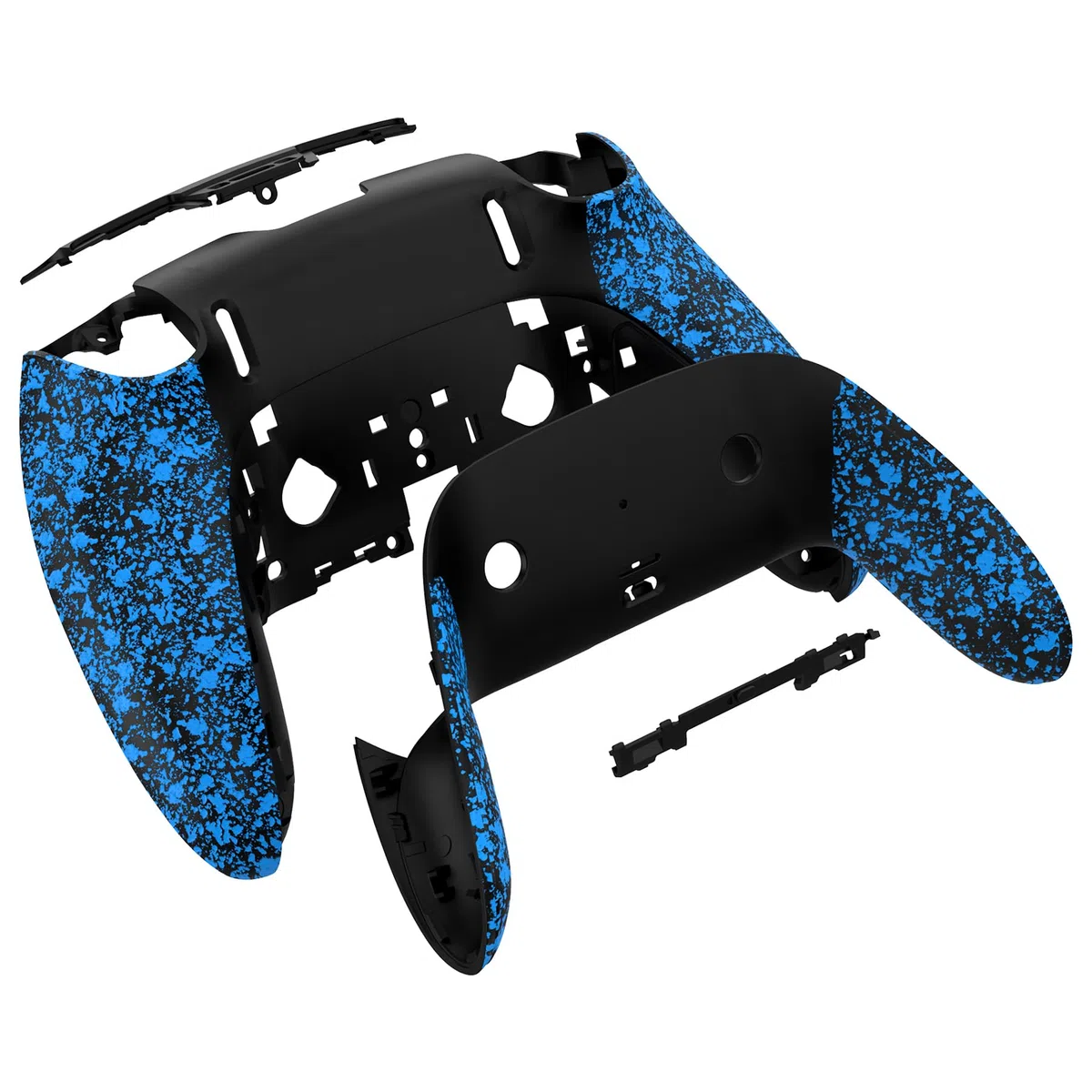 eXtremeRate Carcasa Trasera e Inferior Personalizada Compatible con p s 5 Edge Mando, Cubierta Antideslizante 3D Texturizada, Kit DIY de Reemplazo con Carcasa Posterior y Clip (Azul Texturizado)
