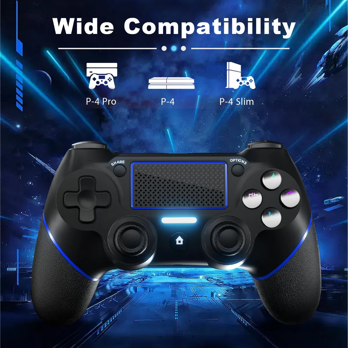 REKBOO Mando inalámbrico para PS4, Joystick Gamepad para PS4/Slim/Pro con Doble Motor de Vibración | Batería 600mah | Panel Táctil | Altavoz Audio Jack 3.5mm