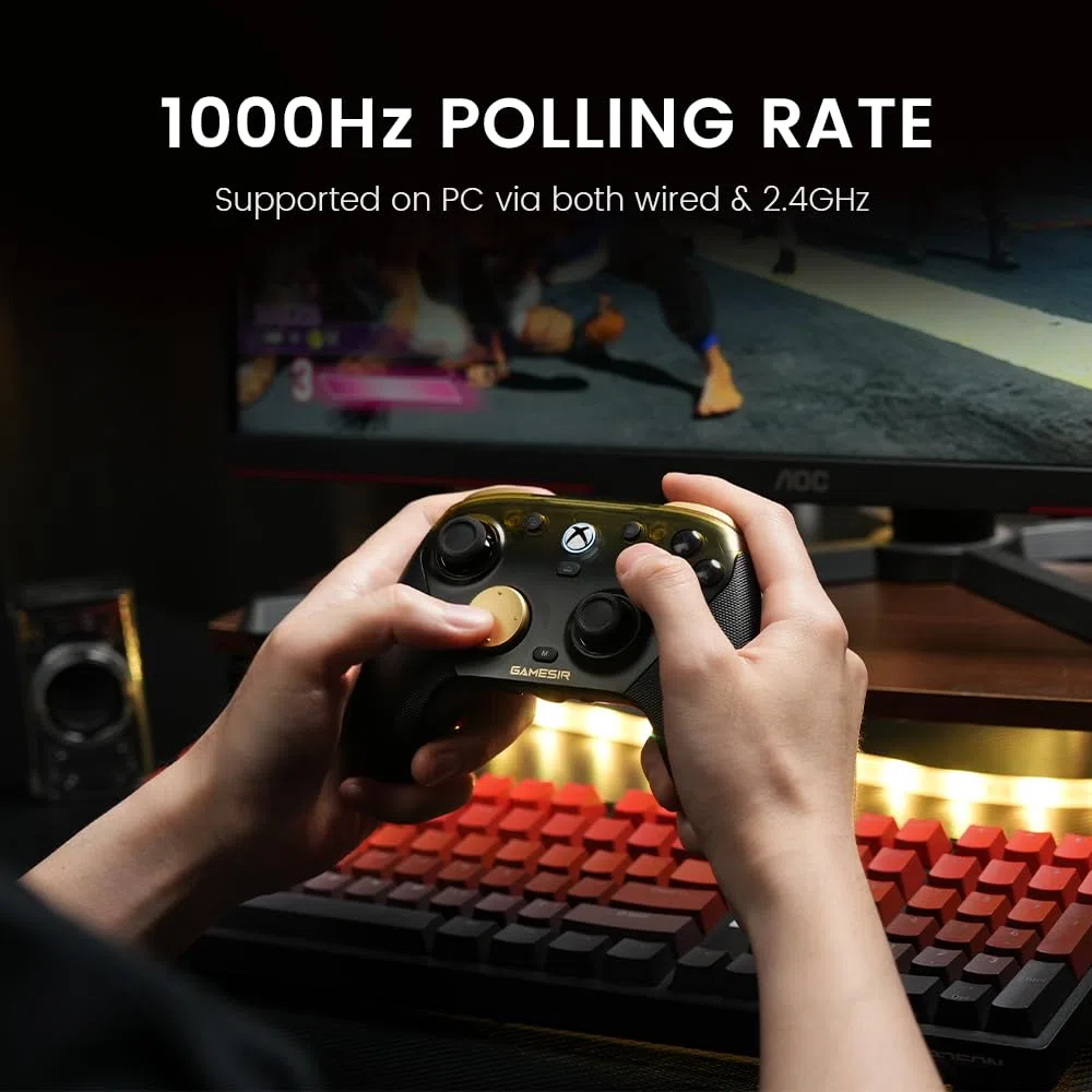 GameSir G7 Pro Mando 1000Hz con Estación de Carga para Xbox Series X|S, Xbox One, Windows 10/11 & Android – Joysticks TMR, Gatillos Ajustables & 4 Botones Programables – Oro