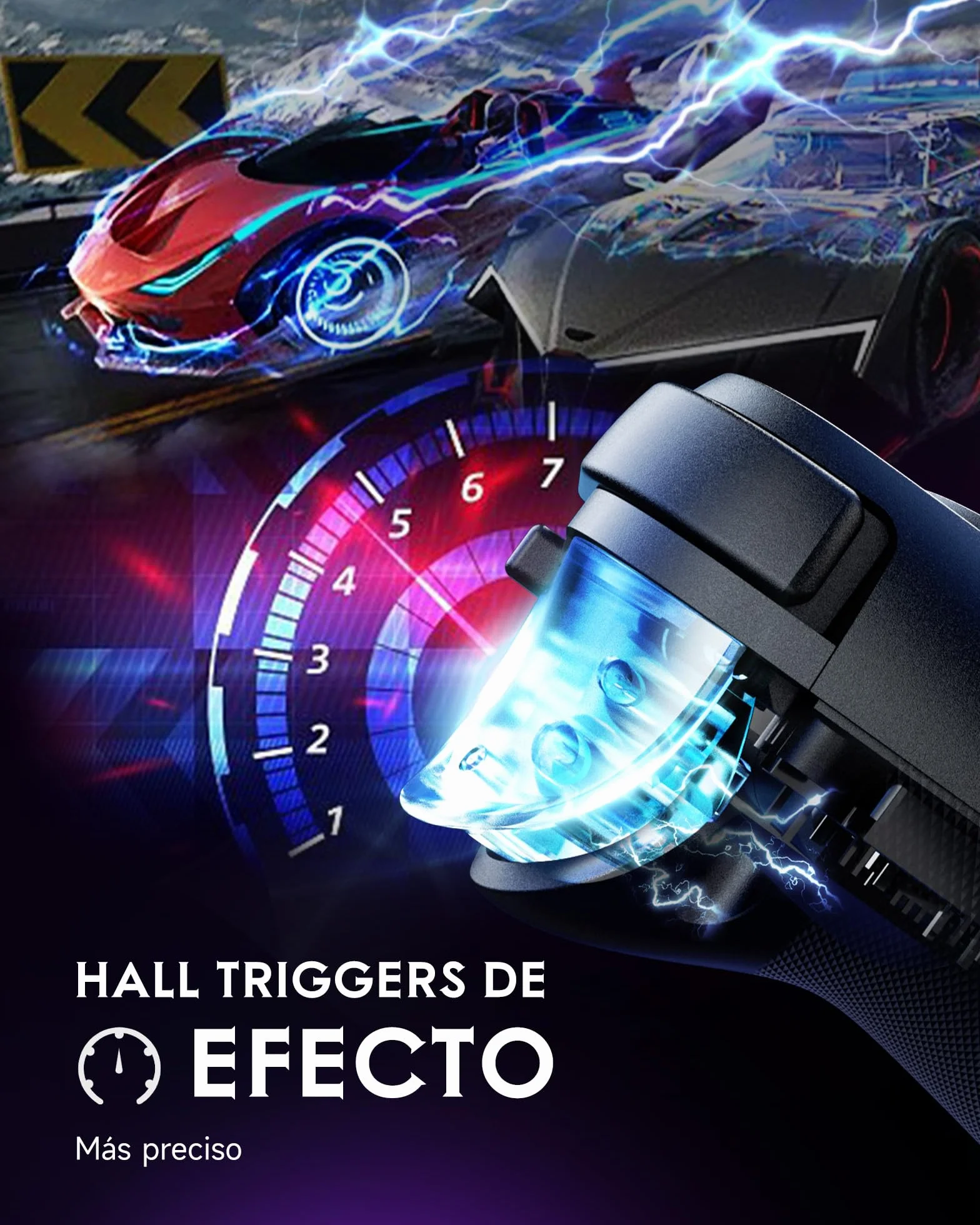 EasySMX M10 Móvil Mando de Juego para Android - Controlador de Juegos Móvil con Hall Joysticks/Triggers - Baja Latencia - Plug and Play