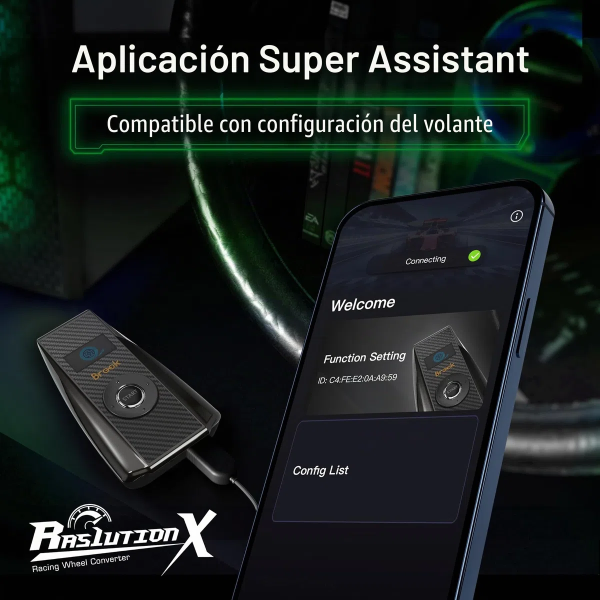 Brook Ras1ution X - Convertidor de rueda de carreras para Xbox Series X|S, Xbox One y Xbox 360 | Soporte de rueda 60+, retroalimentación de fuerza, control de aplicación y llavero exclusivo
