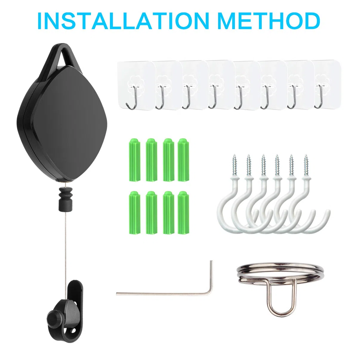 Cuifati system de Gestión de Cables VR Compatible con Vive, Rift, MR, VAL, Valve Index VR, 6 Paquetes de system de Suspensión de Techo Retráctil sin Taladros para Accesorios de Cables (B)