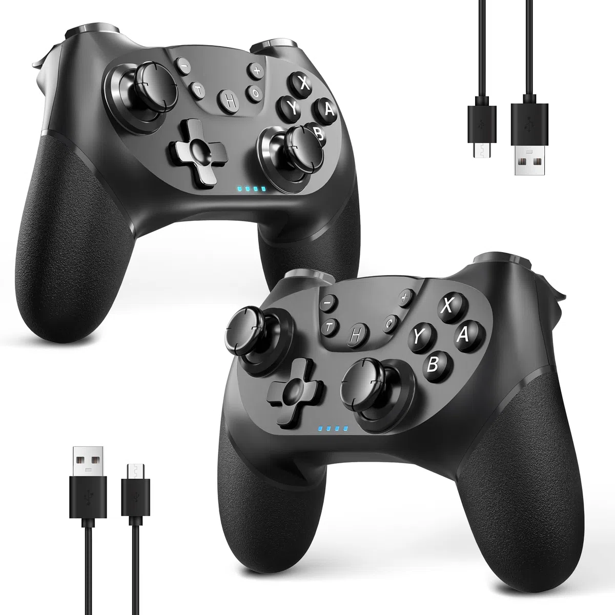 AceGamer 2pcs Mando inalámbrico para Switch/Lite/ Switch2/OLED, Mando para Switch Pro con función de despertador con un botón/vibración/turbo/pantalla(Negro)