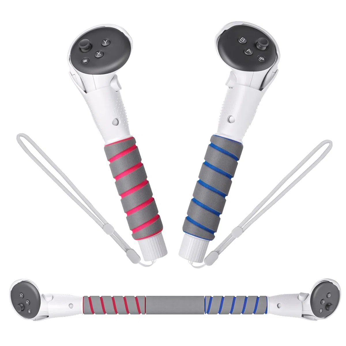 Digicharge Accesorio de Mango 3 en 1 Compatible con Accesorios Meta Quest 3S / 3S Xbox Edition y Quest 3, Asas de Beat Saber Palos, Agarre de extensión de Controlador VR Gorilla Tag,Palo de Golf