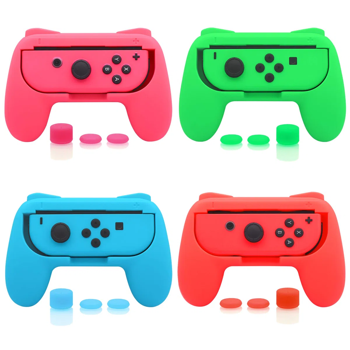 FASTSNAIL Juego de 4 empuñaduras compatibles con Nintendo Switch para Joy Con, controlador de agarre resistente al desgaste para Joy con y modelo OLED con agarre de 12 pulgares