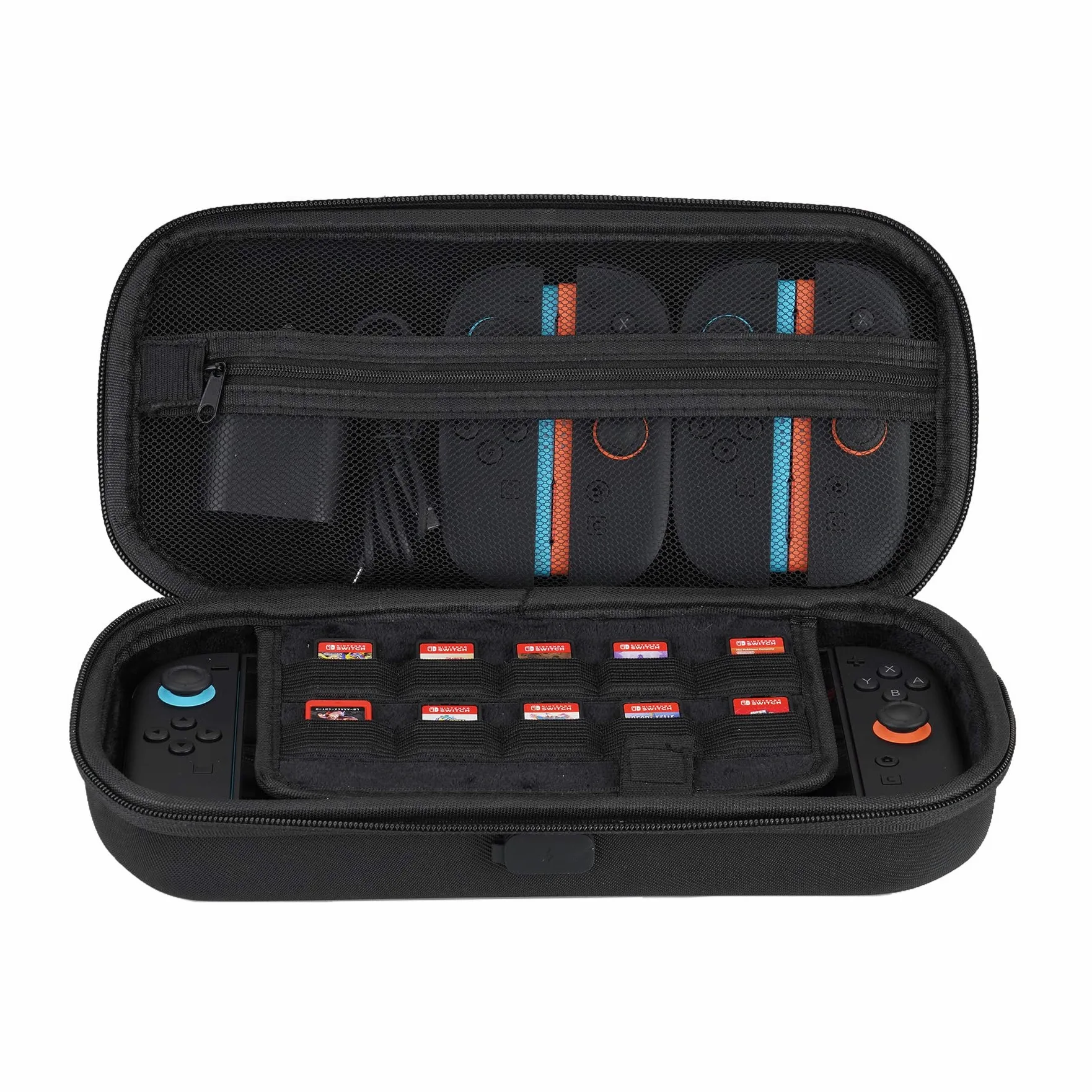 PlayVital Funda para Nintendo Switch 2 Accesorios, Estuche de Transporte con Puerto de Carga, Funda de Viaje Portátil con 10 Ranuras para Tarjetas de Juego, Protectora Antigolpes para Switch 2 (Negro)