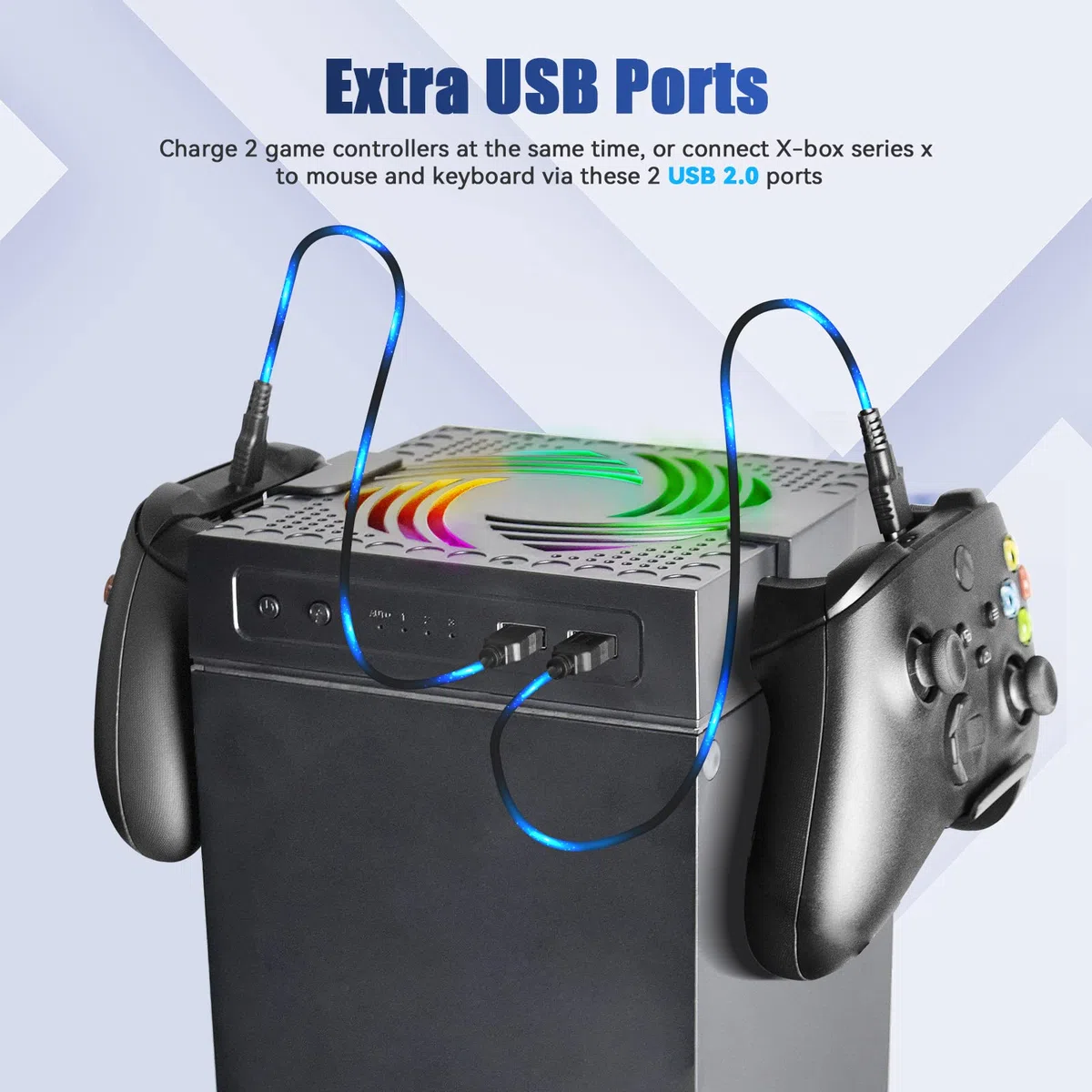 Ventilador para Xbox Series X Cooling fan con luz LED Sistema de refrigeración por Soporte ventilador superior con filtro de polvo de bajo ruido, 3 velocidades 1500/1750/2000RPM