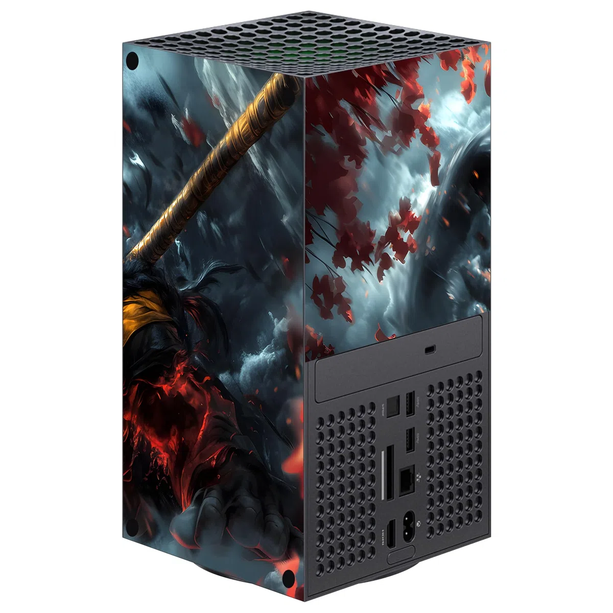 PlayVital Pegatina para Xbox Series X - Calcomanía Vinilo Skin Adhesivo para Consola y Mando, Diseño Duradero, Protección Antirayaduras, Fácil de Colocar y Quitar (Tormenta Wukong)