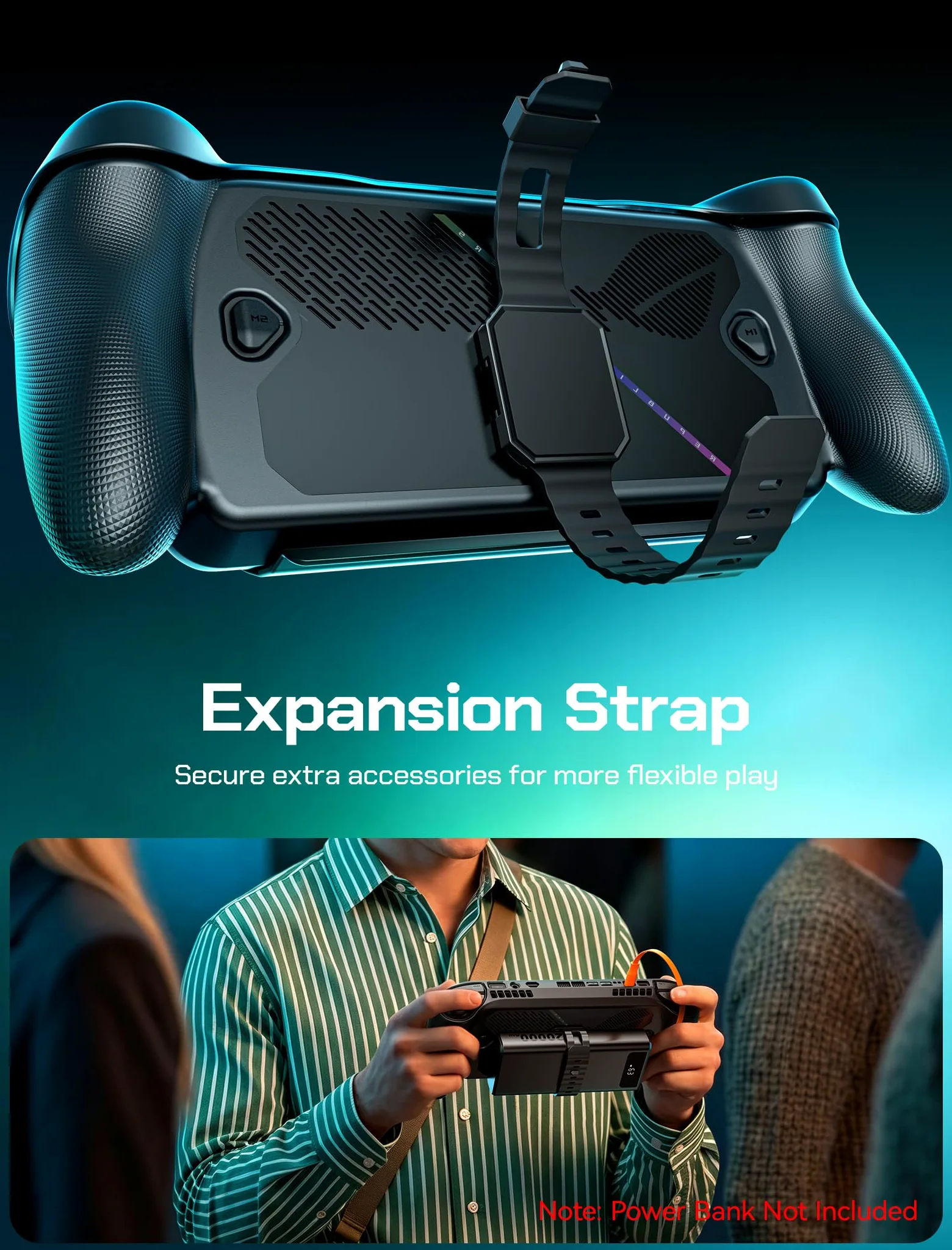 JSAUX ModCase para ROG Xbox Ally/Ally X, Funda Protectora con Soporte | Cubierta frontal extraíble, ranuras Micro SD, correa de sujeción y agarre antideslizante
