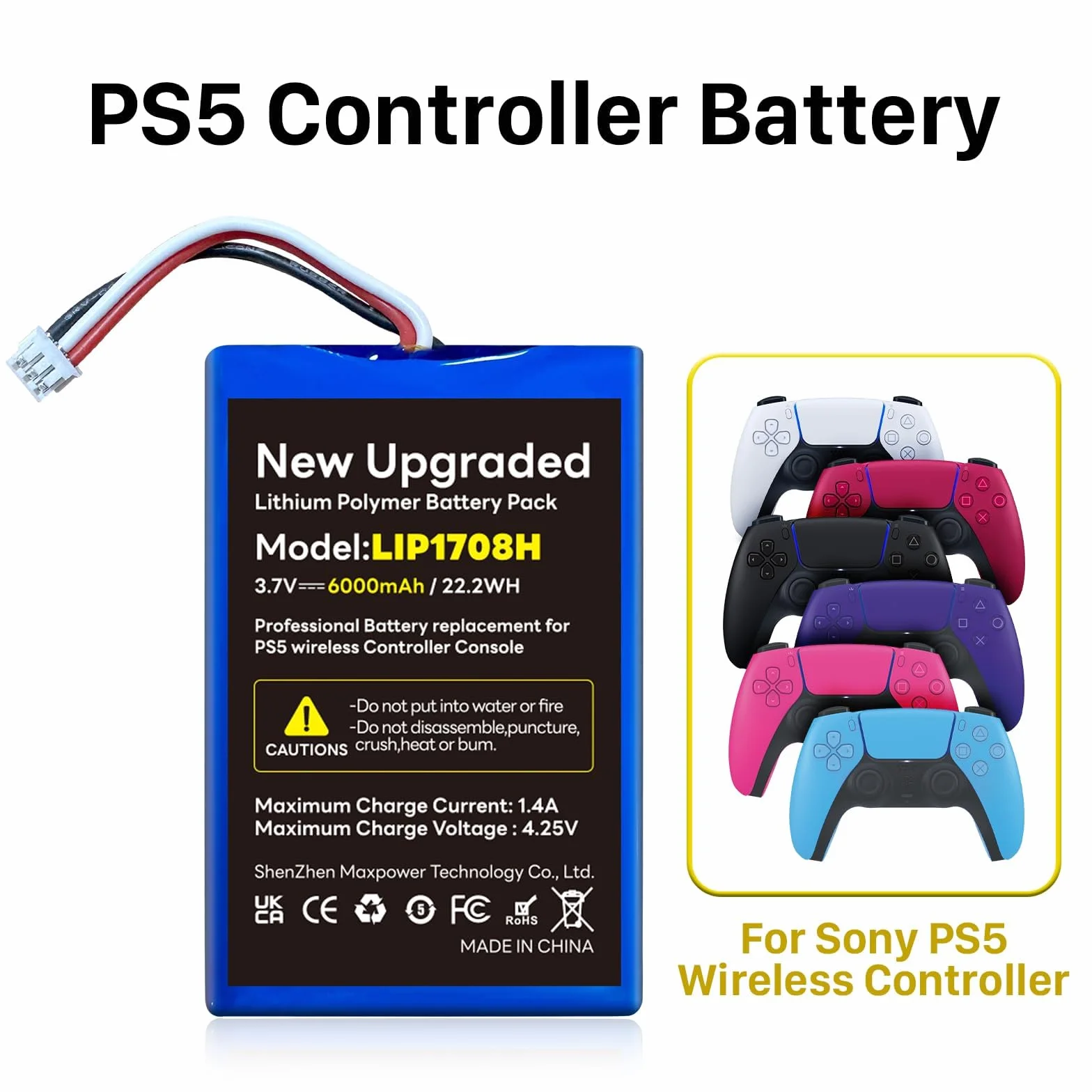 2 unidades para Sony PS5, [6000 mAh] (nueva actualización de 2026), batería de ion de litio de repuesto para controlador inalámbrico PS5 PlayStation 5 DualSense