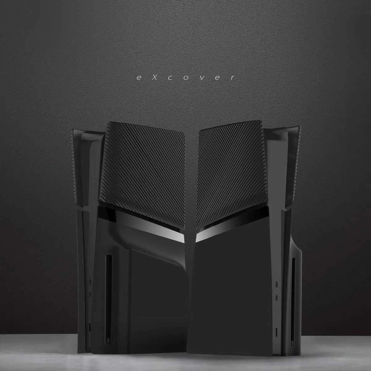 eXtremeRate eXcover Carcasa Superior e Inferior de Repuesto Compatible con ps5 Slim con Lector de Discos, Paneles Laterales y Tapa Trasera con Ventilación Placa para ps5 Slim Consola - Negro