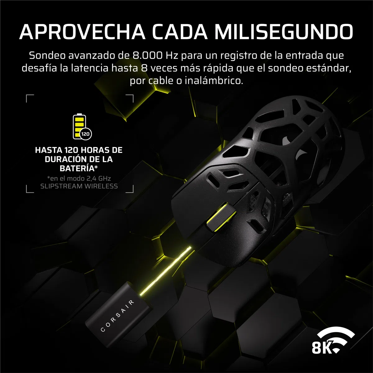 Corsair Sabre v2 Pro Wireless MG FPS Ratón para Juegos – Negro | Sensor MARKSMAN S de 33 000 ppp, Sondeo Avanzado de 8.000 Hz, Magnesio Duradero, Ligero, Batería de Hasta 120 Horas