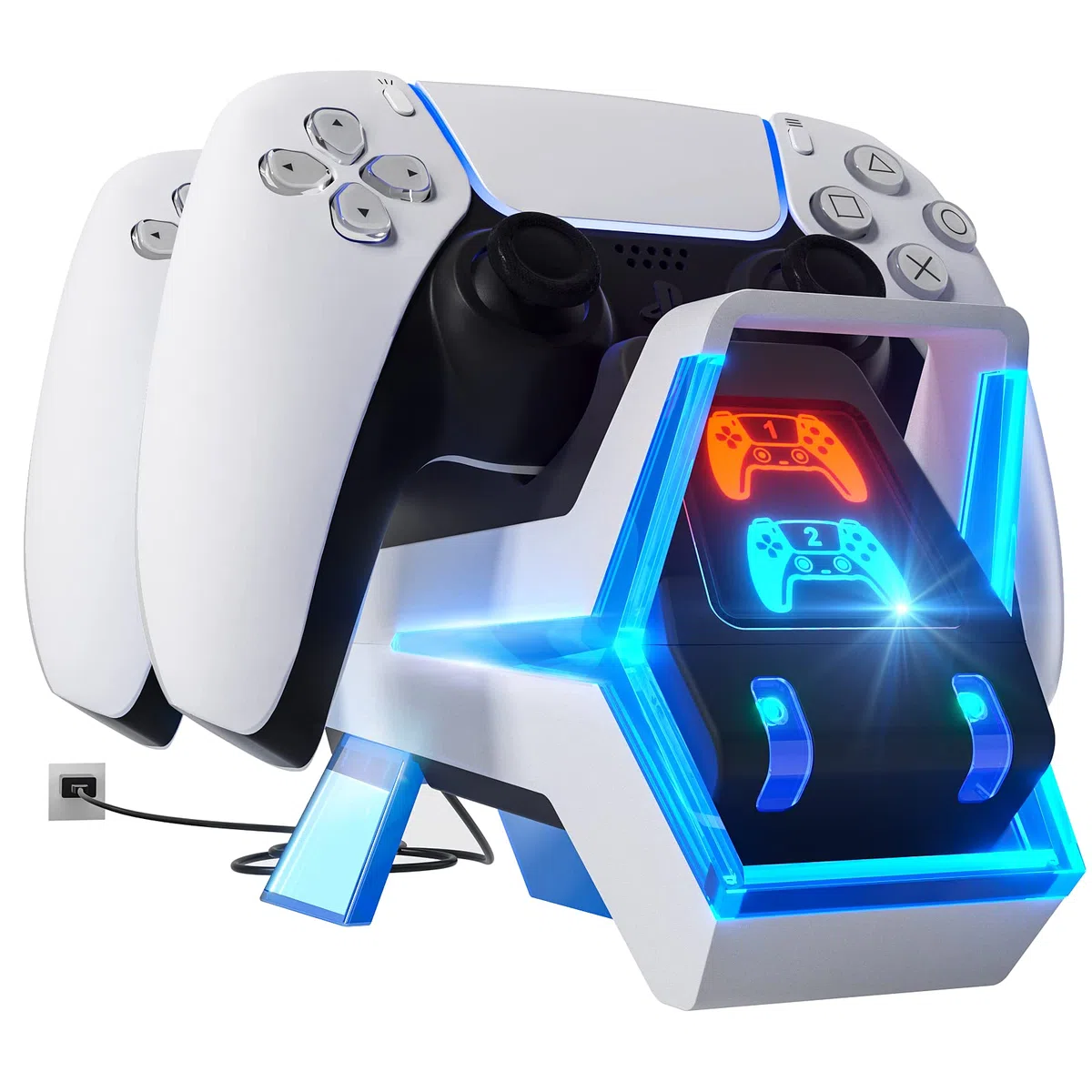 Fenolical Estación de Carga para Mando PS5, Adaptador AC de Carga rápida 5V/3A, Accesorios de estación de Carga Doble Playstation5 Estilo Perro electrónico con indicador LED-Negro