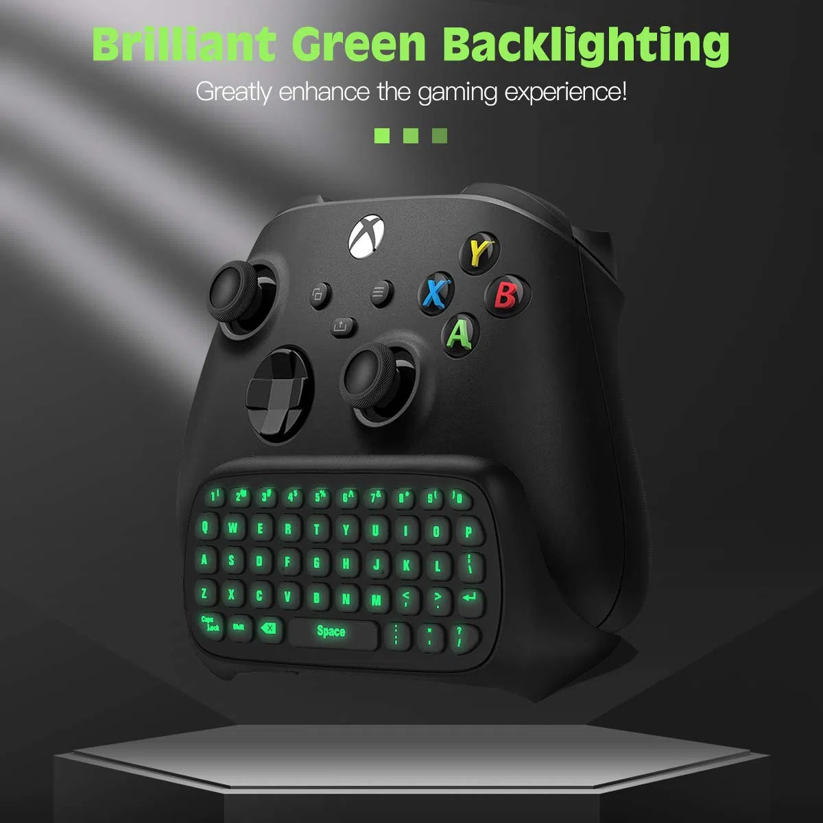 TiMOVO Mini Teclado con retroiluminación Verde para Xbox One, Xbox Series X|S, Mando de Juego del Teclado con Auriculares y Conector de Audio, para Xbox One/One S/One Elite, Receptor 2.4G Incluido -