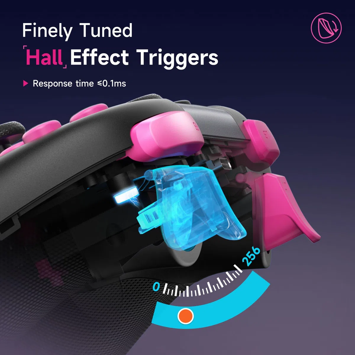 EasySMX X05 Mando PC Inalambrico con RGB Luz- Hall Joystick- Hall Trigger- 750 mAh Batería Recargable- Vibración- Turbo para PC/Switch/Móvil- Compatible con Black Myth: Wukong- Negro