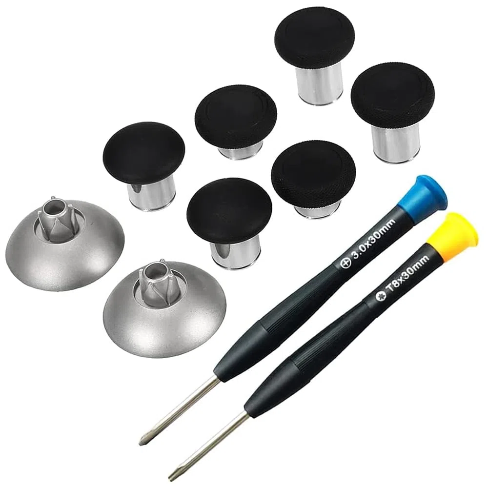 MMOBIEL Palanca magnética de Metal 8 en 1 para joysticks analógicos, Agarre máximo, Compatible con PS4, Slim, Pro Dualshock, Xbox One, One Elite, One S, Negro - Incluye Destornillador