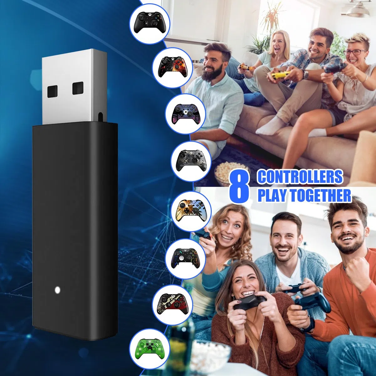 Adaptador Mando para PC Windows 10/11/8/8.1/7 Gaming Receiver inalámbrico Compatible con Xbox One/One X S/Series X S/Elite Series Controller