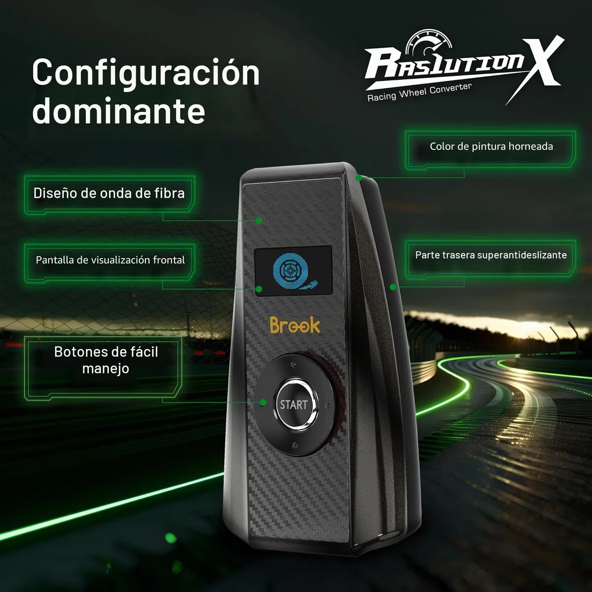 Brook Ras1ution X - Convertidor de rueda de carreras para Xbox Series X|S, Xbox One y Xbox 360 | Soporte de rueda 60+, retroalimentación de fuerza, control de aplicación y llavero exclusivo