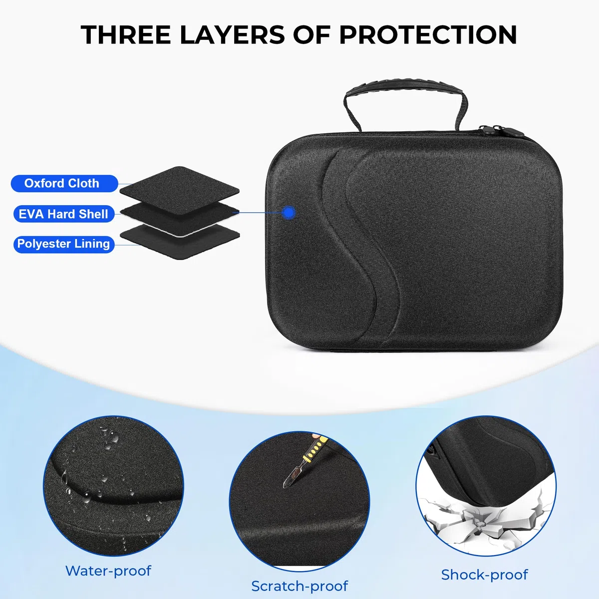 Funda de transporte grande mejorada para Quest 3, Black, Clásico