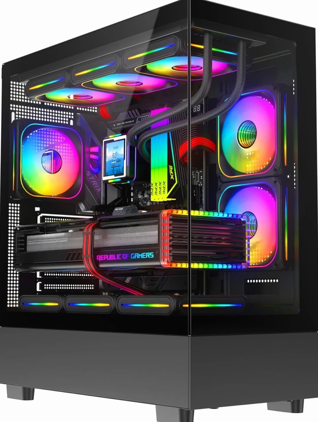 Revampix Torre Gaming Intel Core i7, Tarjeta Gráfica GTX750 4GB, 16GB RAM, 256GB SSD + 1TB HD, Fuente 500W 80+, Caja RGB con 6 Ventiladores, WiFi, Windows 11, Negro