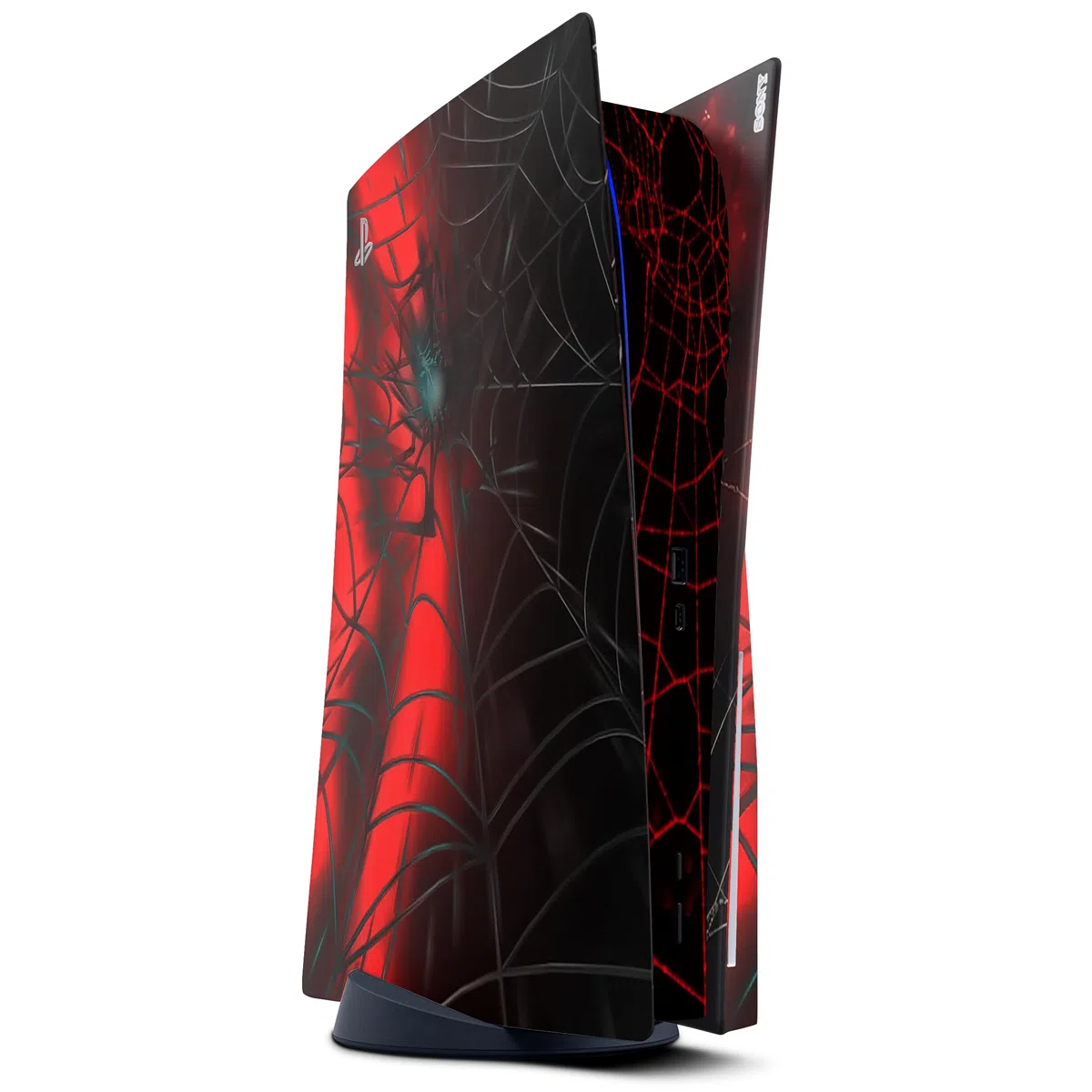 giZmoZ n gadgetZ GNG PS5 - Calcomanía de vinilo de caoba para consola de disco, diseño de araña y 2 fundas de controlador