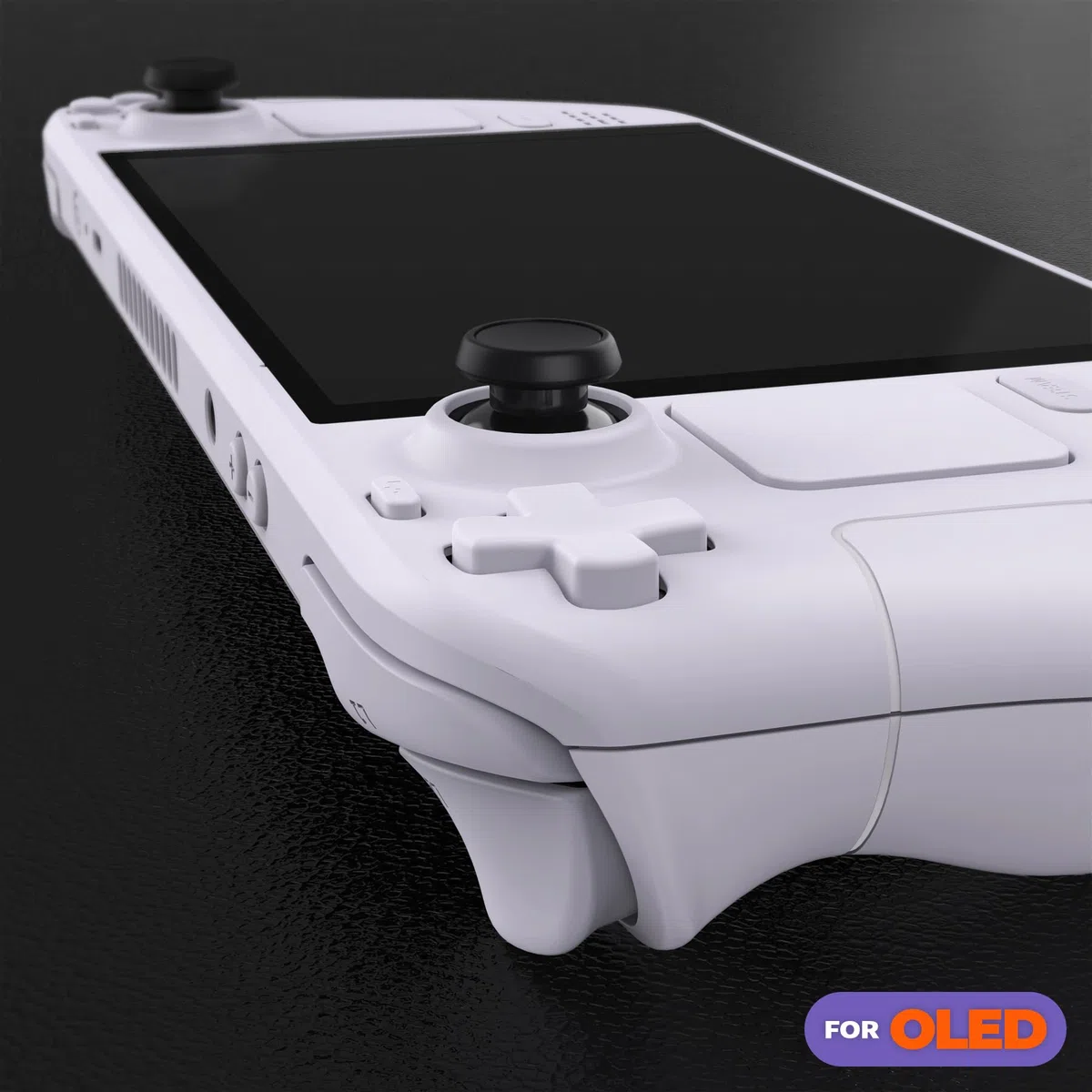 eXtremeRate Carcasa Completa Compatible con Steam Deck OLED Portátil Accesorios Placa Frontal Cubierta Trasera y Trackpad Funda Case con Botones para Steam Deck OLED-Consola NO Incluida(Blanco)
