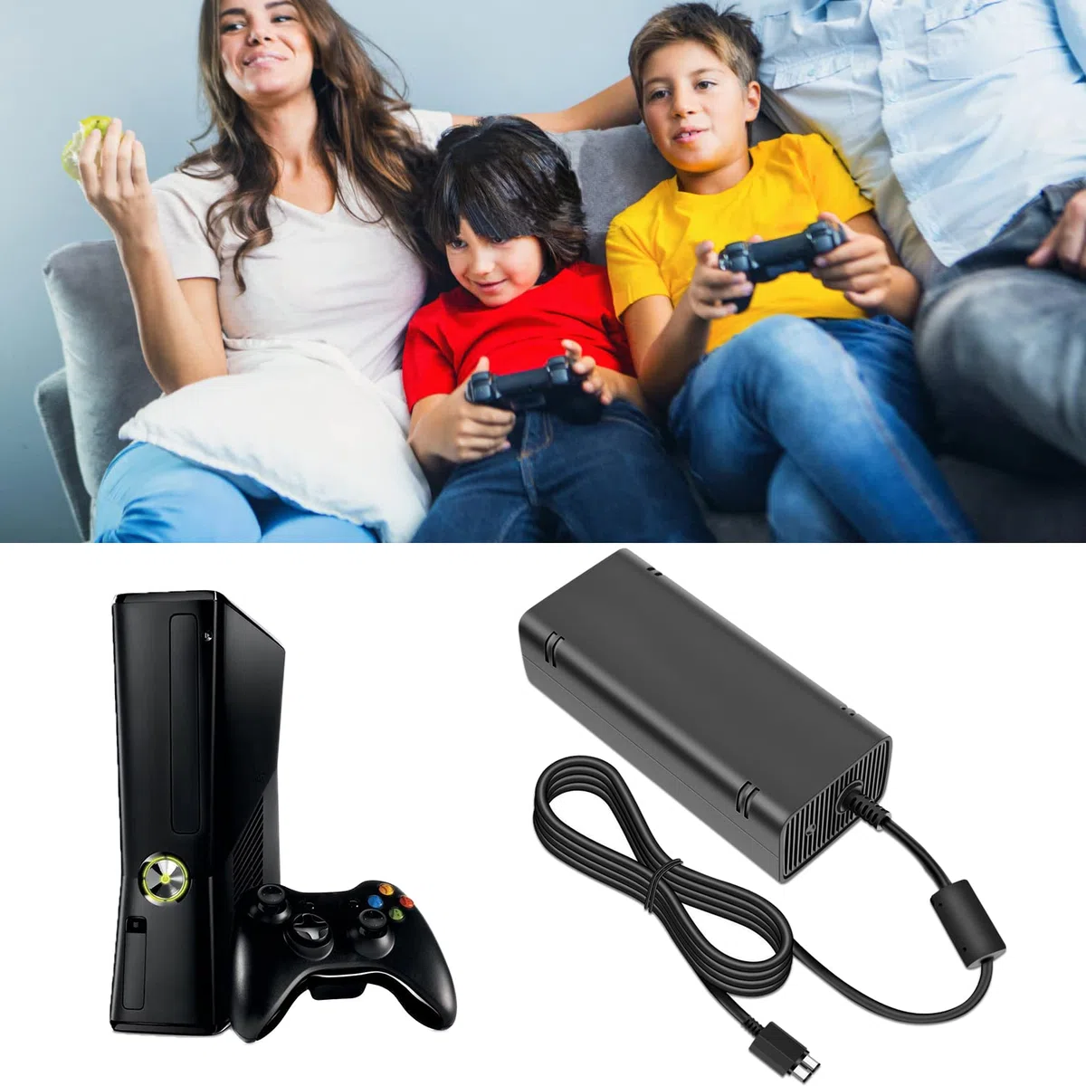 Labtec - Cargador de alimentación Labtec con cable de alimentación para consola Microsoft Xbox 360 Slim, 100-220V