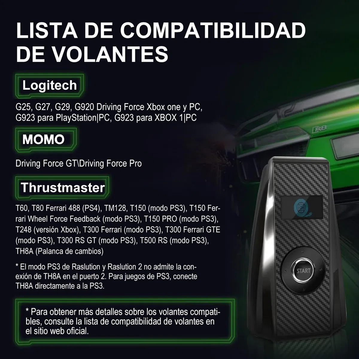 Mcbazel Brook Ras1ution X Converter para Volante de Carreras para Xbox Series X|S/Xbox One/Xbox 360, Soporta más de 60 Volantes, Retroalimentación de Fuerza Ajustable, Personalización Mediante App