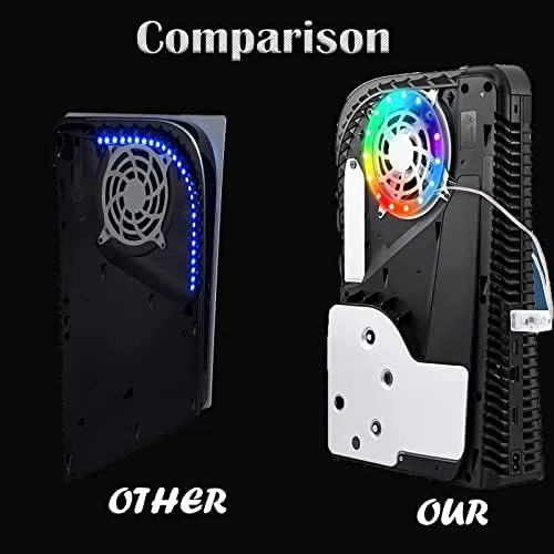 arVin Placas frontales para PS5 con luces LED de ventilación, cubierta de refrigeración de repuesto para disco PS5 antiarañazos, a prueba de polvo con luces RGB, 3 modos de control, 8 colores, más de