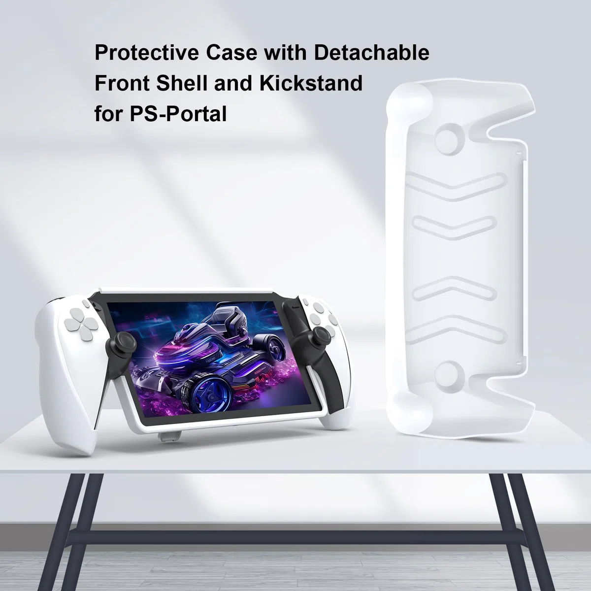 Funda Protectora Completa Compatible con Reproductor Remoto PlayStation Portal, Funda para Portal PS5 con Carcasa Frontal Desmontable, Funda Trasera, diseño de Mano Esmerilado (Blanco)