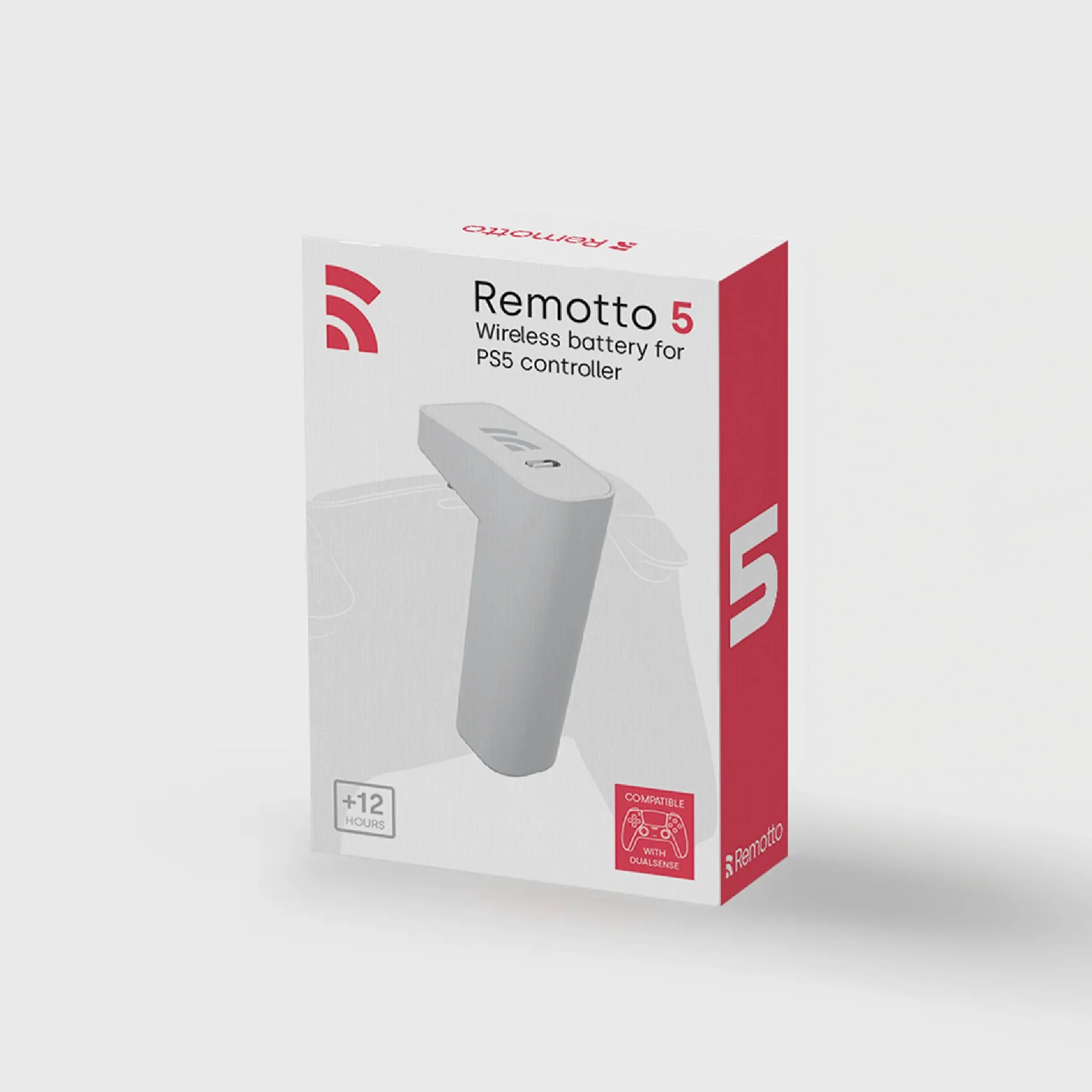 Remotto5 - Cargador para Mando de PS5 Inalámbrico - Batería Portátil para DualSense Juega Mientras Carga - Larga Duración +12 Horas de Autonomía - PS5 Accesorios