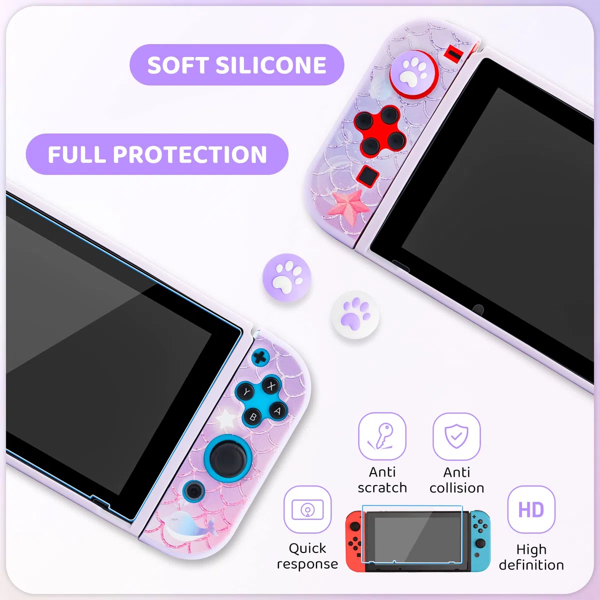 RHOTALL Funda de Transporte púrpura para Nintendo Switch OLED