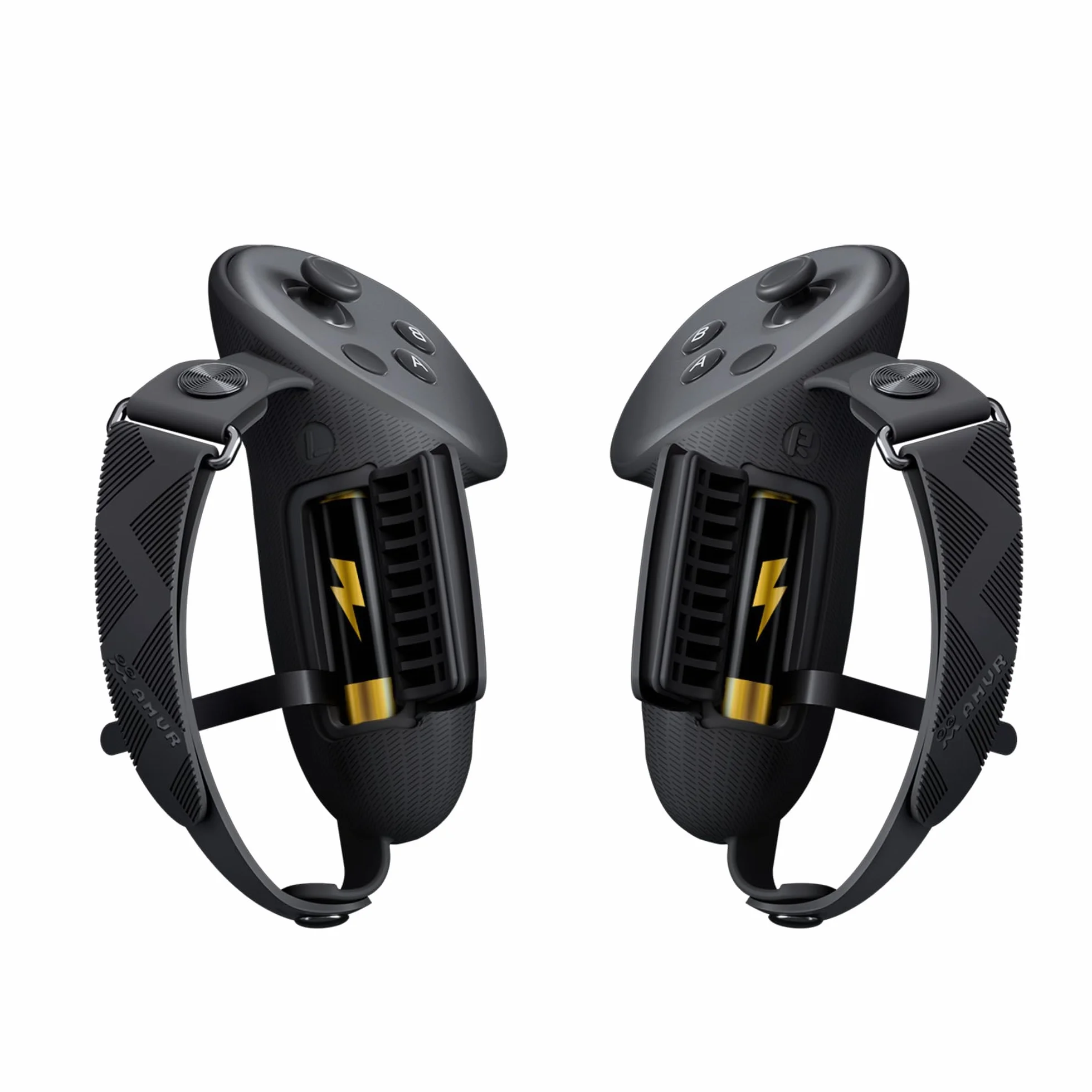 AMVR Funda de Agarre Controlador Compatible con Meta/Oculus Quest 3S/3 Accesorios, Tapa de Apertura de Batería y Protector (tamaño estándar)