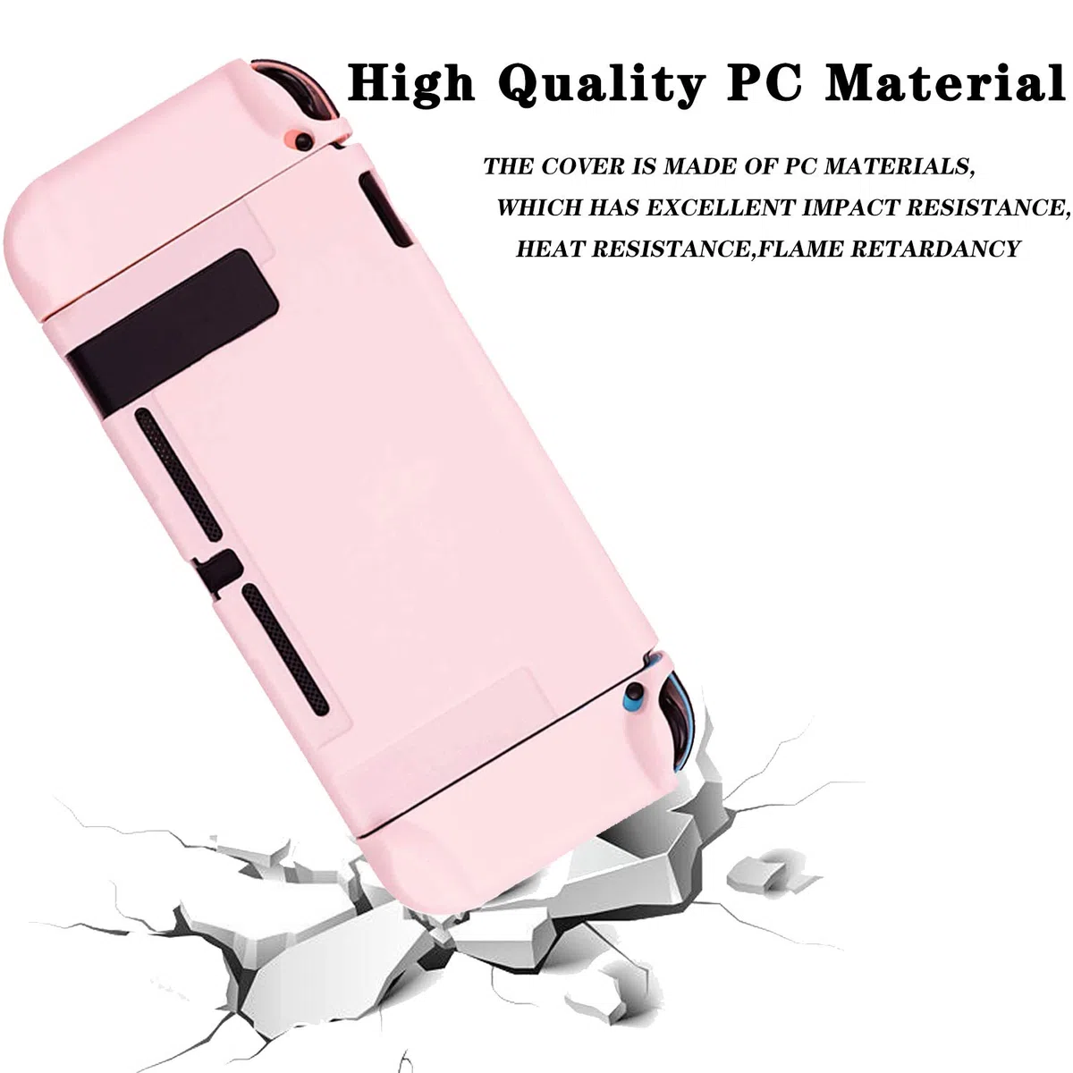 OLDZHU - Funda protectora para Nintendo Switch Joy-Con, incluye protector de pantalla de cristal y 4 agarraderas para el pulgar, absorción de golpes y antiarañazos