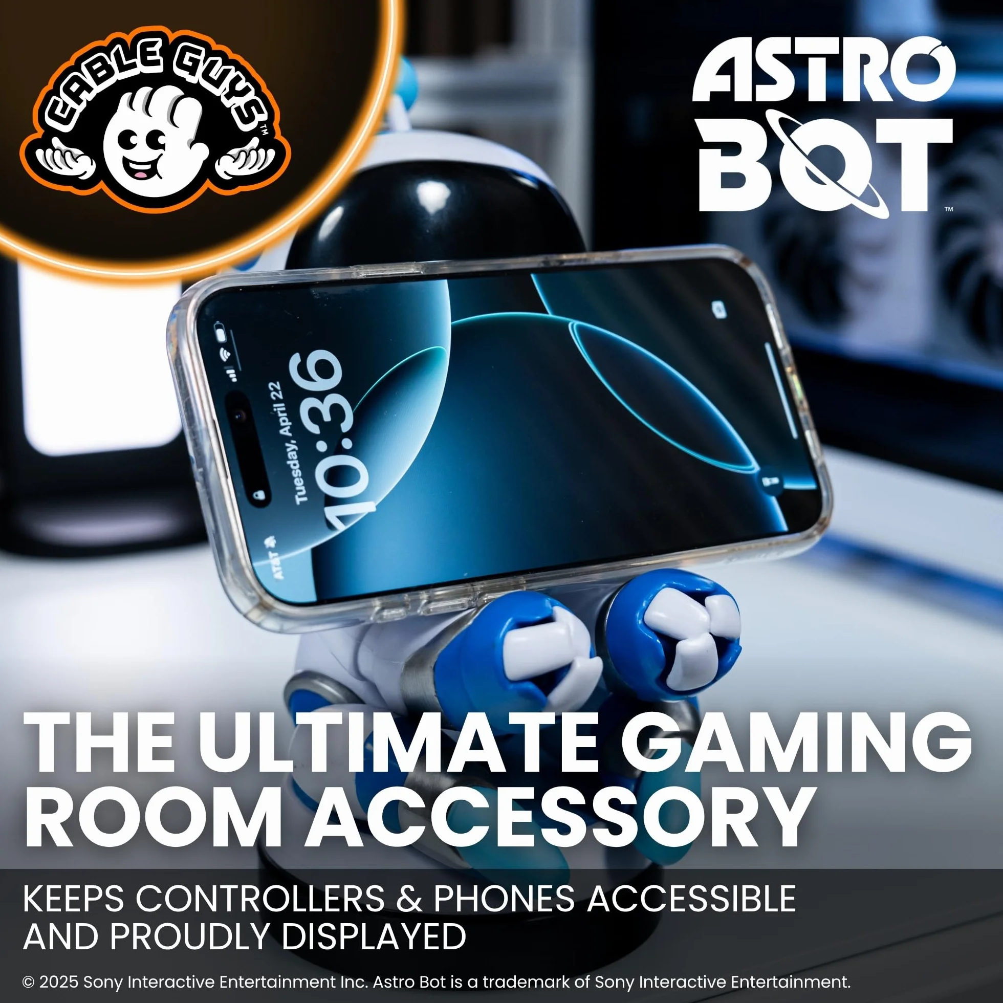 Cableguys Sony Astro BOT Soporte Mando y Movil - Figuras Soporte para movil y Mando, Compatible con Xbox, PlayStation y la mayoría de mandos estándar, Accesorios Escritorio para Setup Gaming