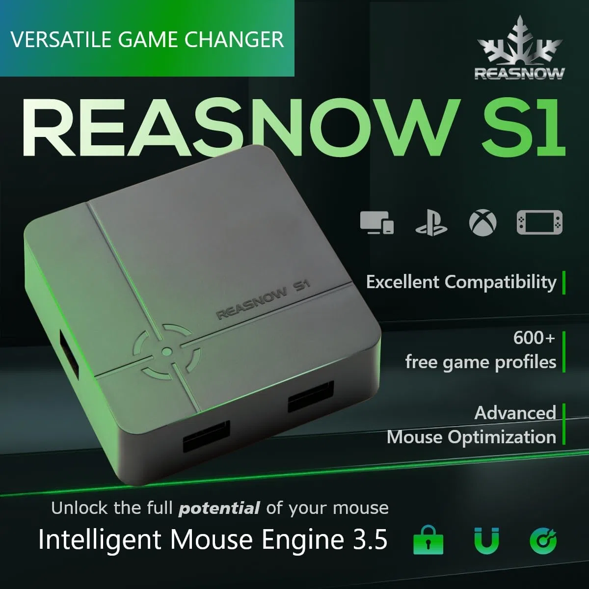 ReaSnow Cross Hair S1 Convertidor de Juegos para PS4 Pro / Slim / PS3 / Xbox One X / S / 360 / NS Switch