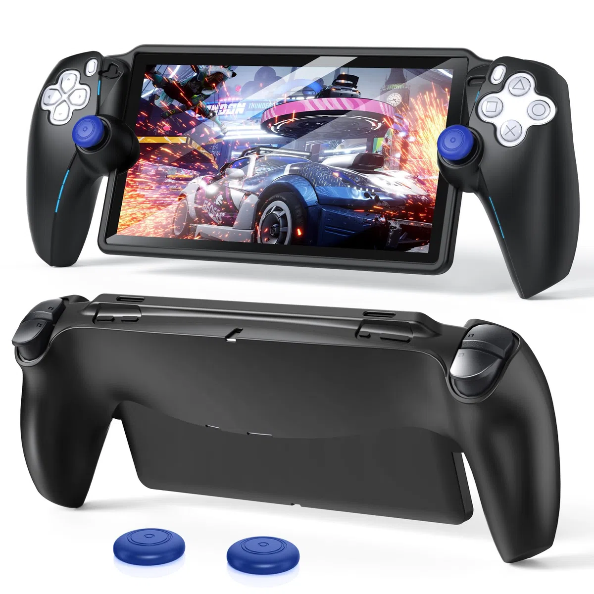 FYOUNG Funda Protectora para PlayStation Portal, Funda Protectora de Silicona Suave para PS Portal, protección Completa y agarres Antideslizantes para el Pulgar para PlayStation Portal, Color Negro