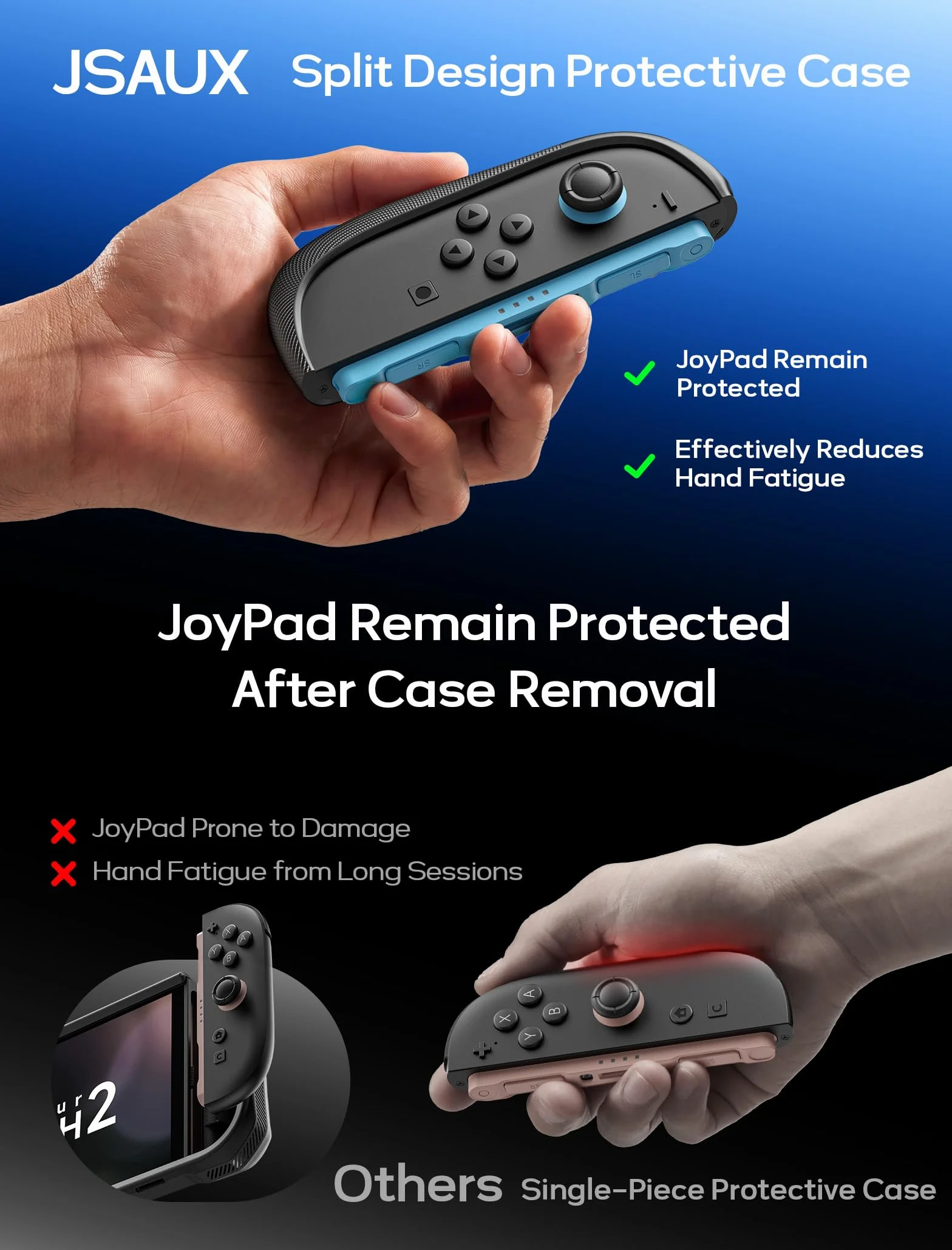 Funda Protectora Dividida JSAUX para Switch 2, Marco Central de TPU y Cubierta Frontal de PC, Agarre Ergonómico Antideslizante, Espacio para 10 Tarjetas de Juego, Compatible con el Soporte - PC0114