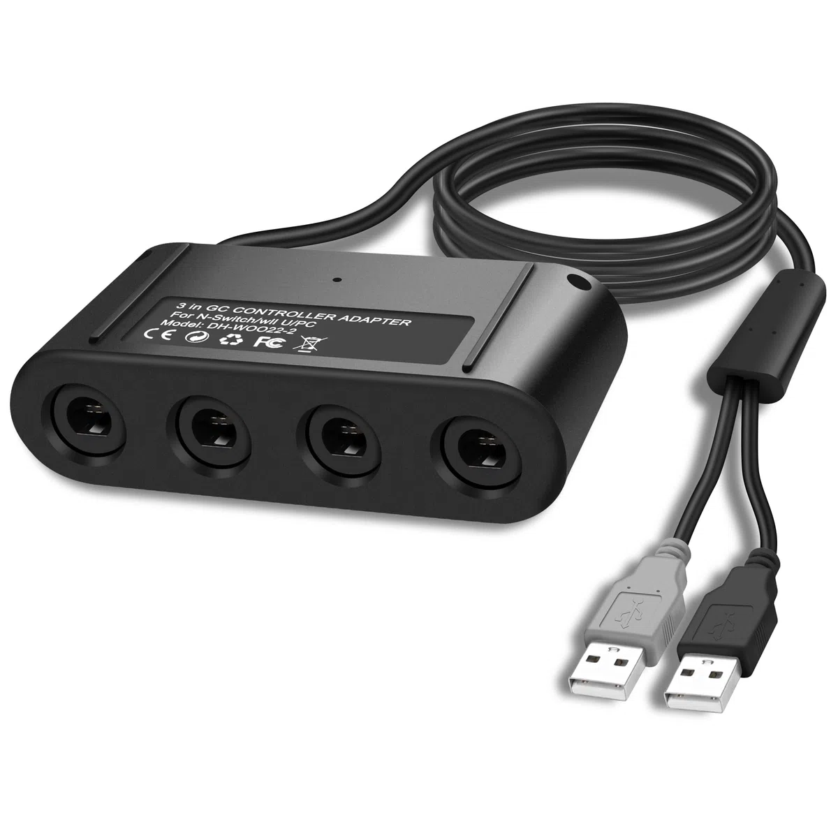 MEIRIYFA Adaptador de controlador Gamecube para Switch, compatible con Super Smash Bros, 4 puertos con características turbo y vibración