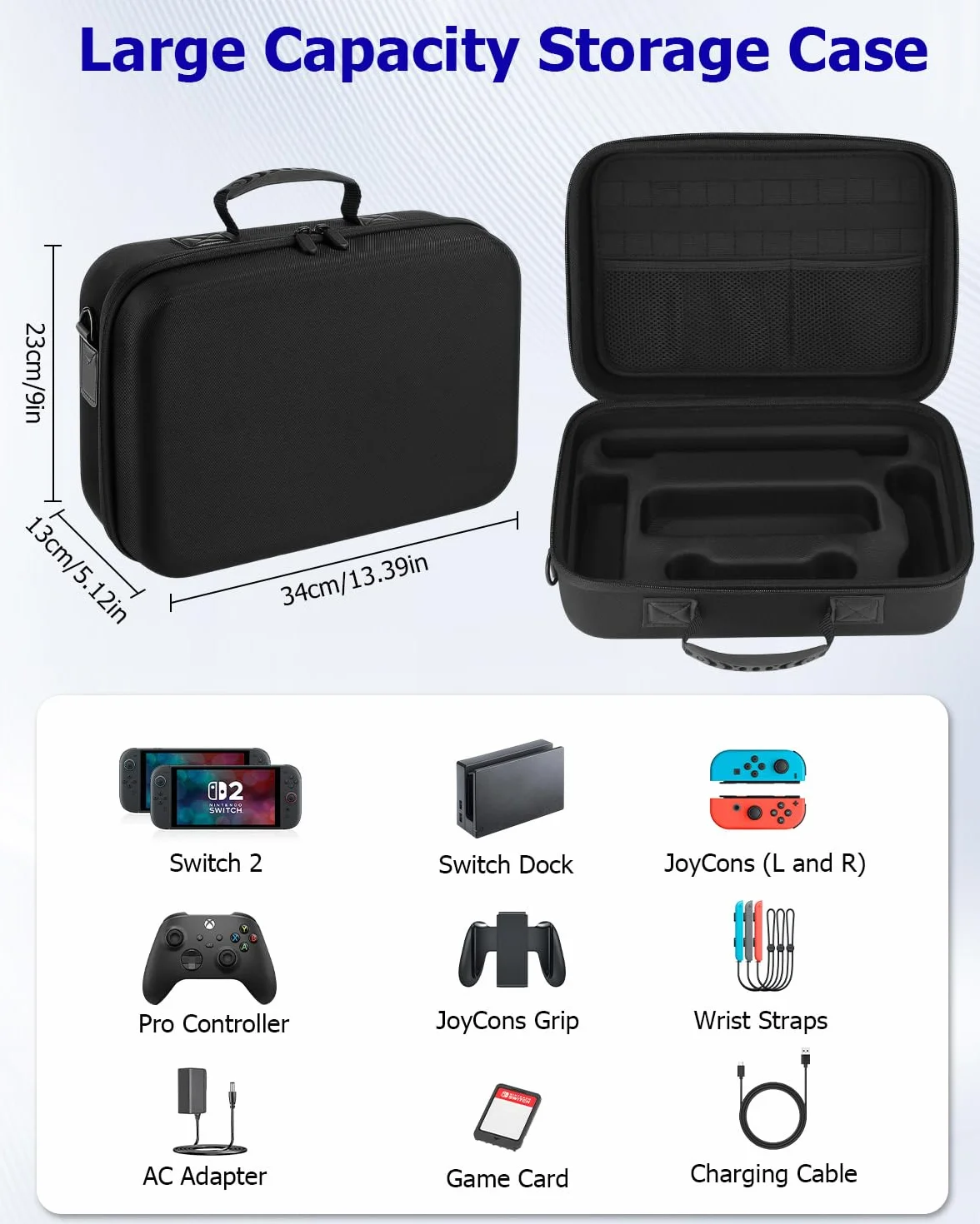 Funda Compatible con Nintendo Switch 2 2025, Estuche Protector Transporte con 24 Cartuchos de Juego, Funda para Switch 2 Switch 2 y Accesorios