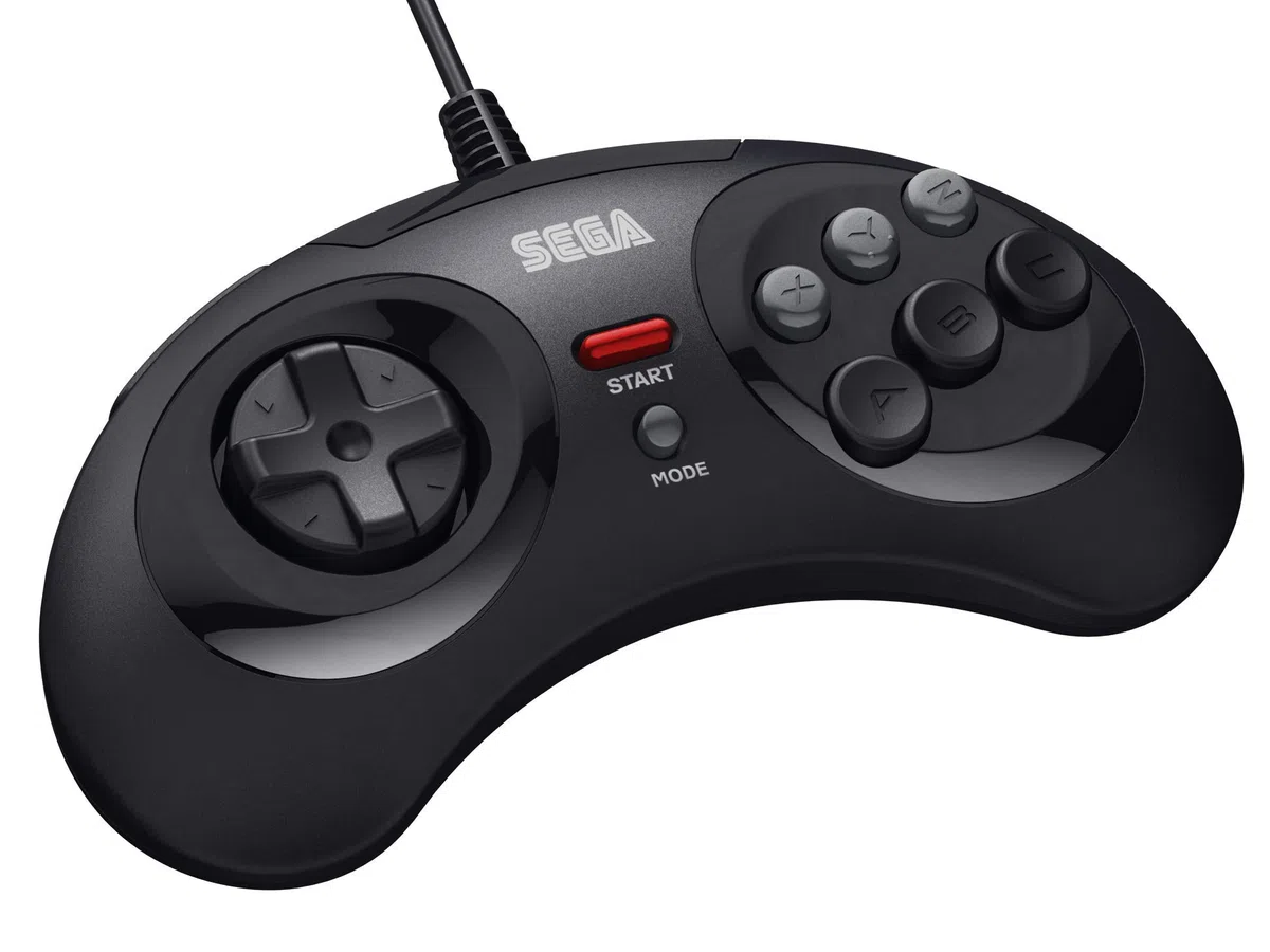 Retro-Bit Official SEGA Mega Drive Controller 6-Button Arcade Pad for Sega Mega Drive/Genesis - Original Port - Black [Importación francesa]