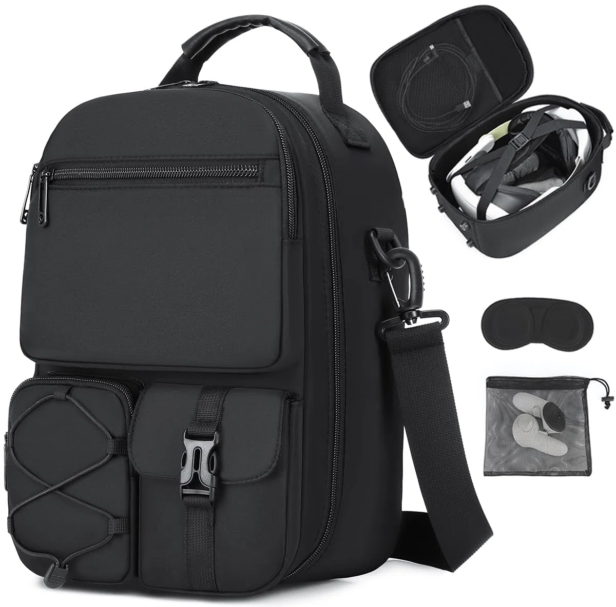 Bolsa de transporte compatible con Meta Quest 3S /3/2, bolso bandolera para auriculares Vision Pro/Elite Strap VR y accesorios para controladores, bolsa para viajes, juegos y almacenamiento (no