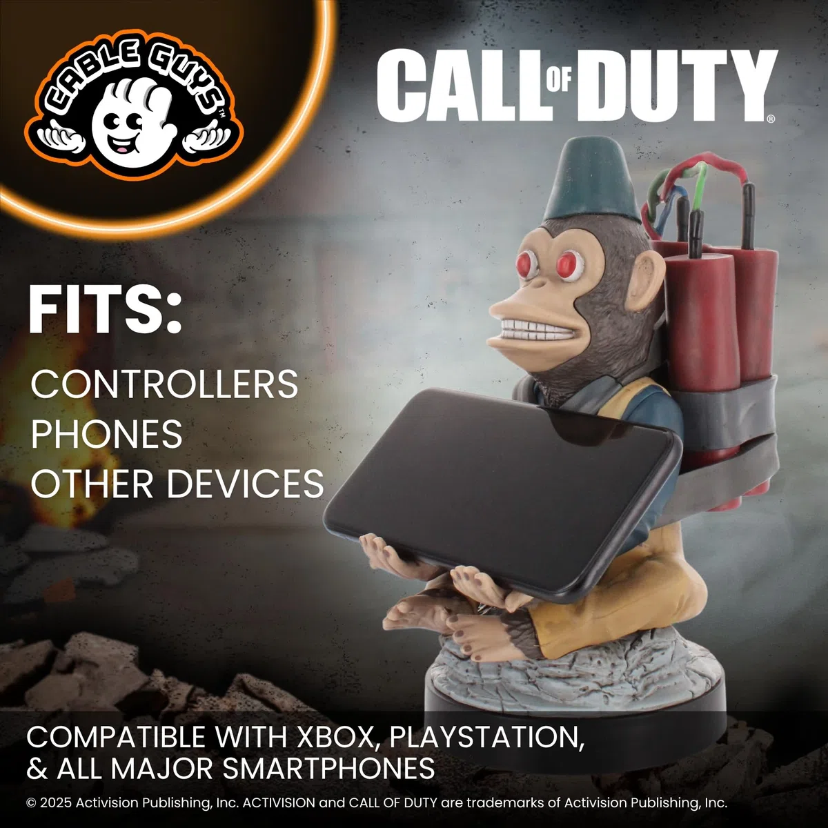 Cableguys Call of Duty Monkey Bomb Soporte Mando y Movil - Figuras Soporte para movil y Mando, Compatible con Xbox, PlayStation y la mayoría de mandos estándar, Accesorios Escritorio Gaming