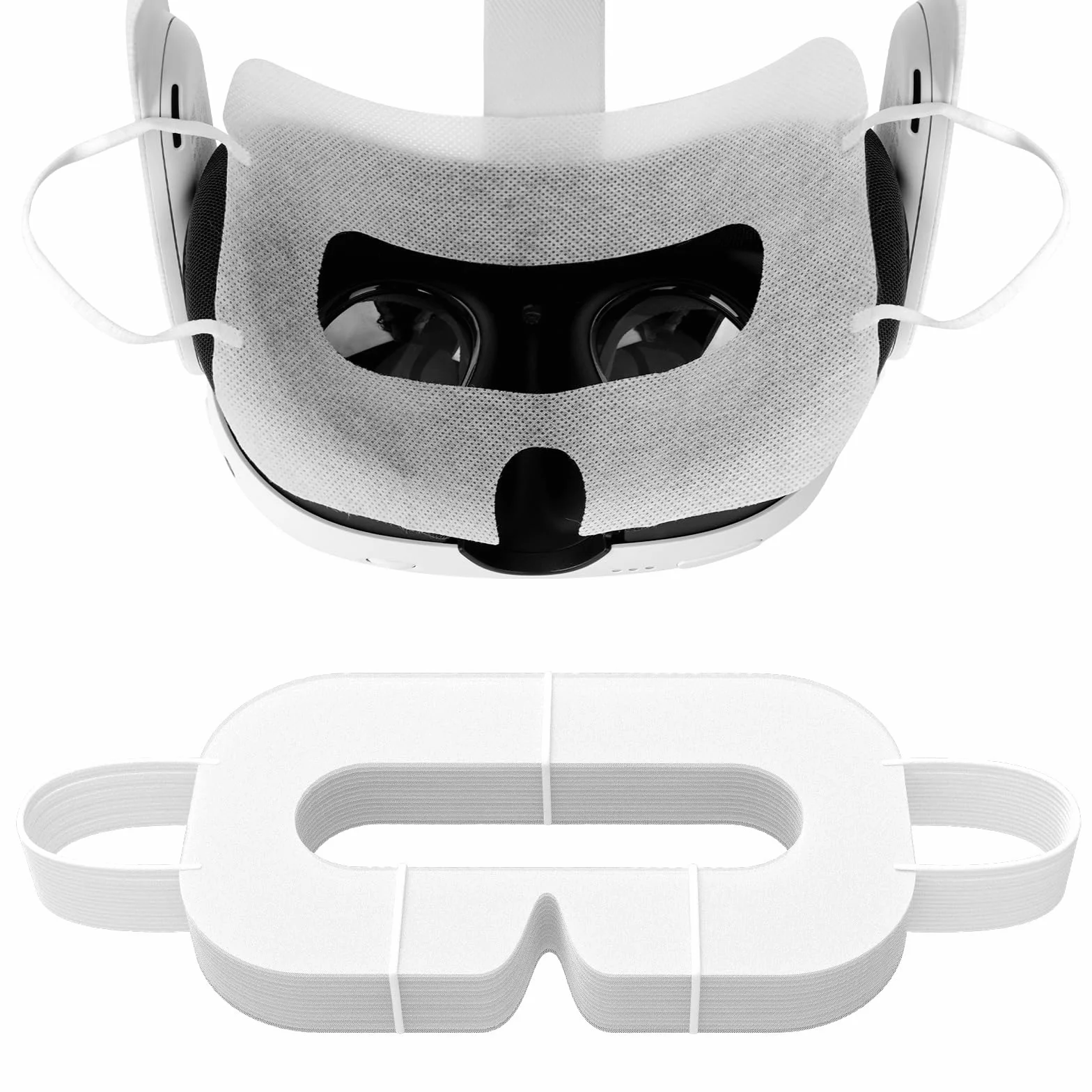 Geekria 100 Piezas VR máscara Facial desechable, Protector desechable para Oculus Quest VR, previene los Ojos (Blanco)