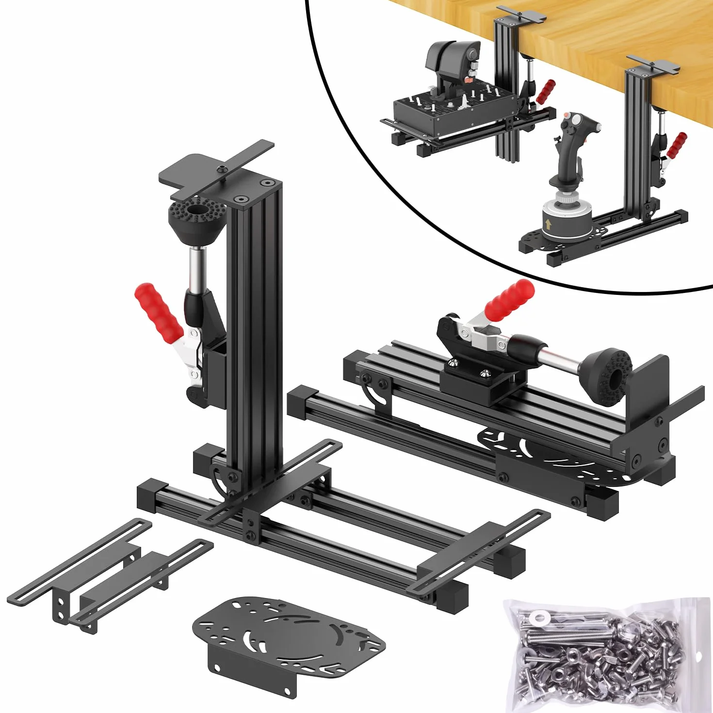 Juego de 2 soportes de mesa universales para joystick de Flight Sim Game Joystick para Thrustmaster T16000M FCS/TCA/T.Flight HOTAS/HOTAS Warthog para Logitech X56/X52/X52 Pro/Winwing Orion 1&2