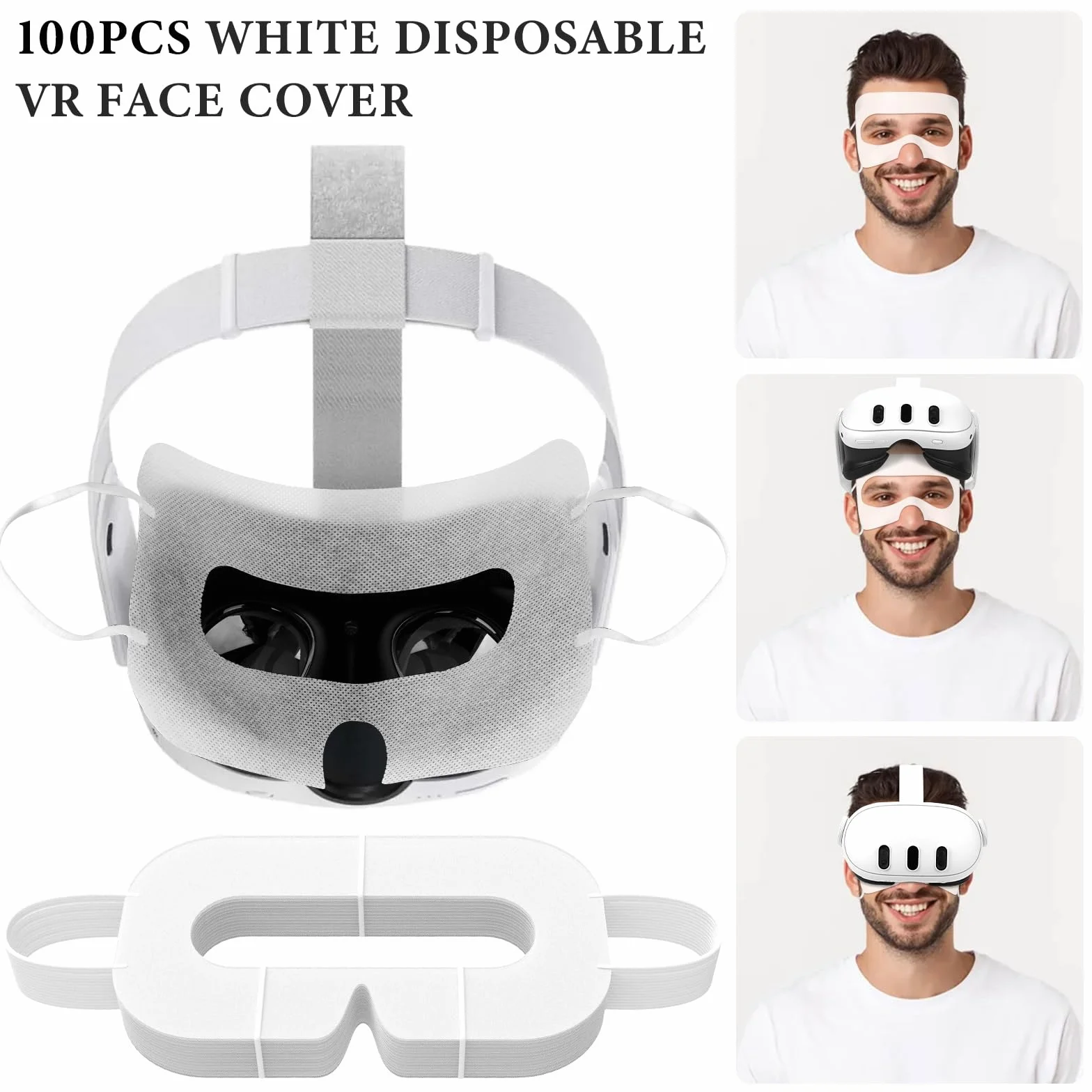 Geekria 100 Piezas VR máscara Facial desechable, Protector desechable para Oculus Quest VR, previene los Ojos (Blanco)