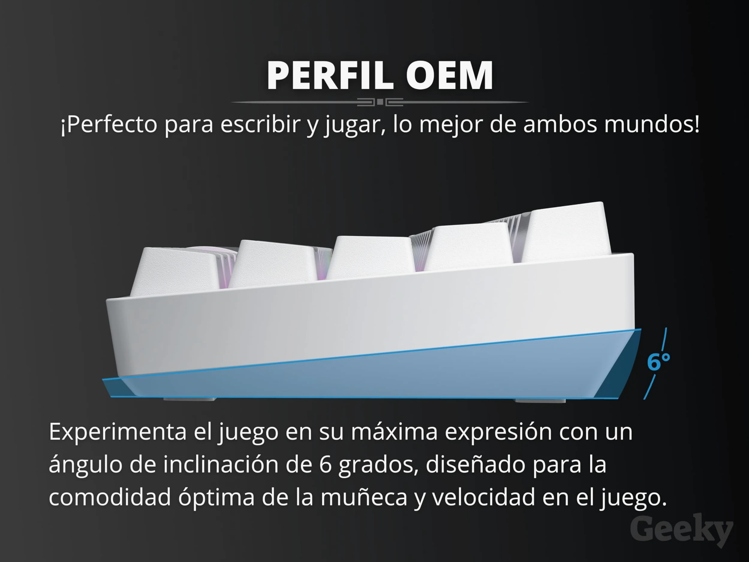 Geeky GK61 60% | Hot Swappable Teclado Mecánico de Juego | 62 Teclas Multicolor RGB LED Retroiluminado para Gaming PC/Mac | ISO ES Teclado Español + LATAM (Blanco, Mechanical Speed Silver)