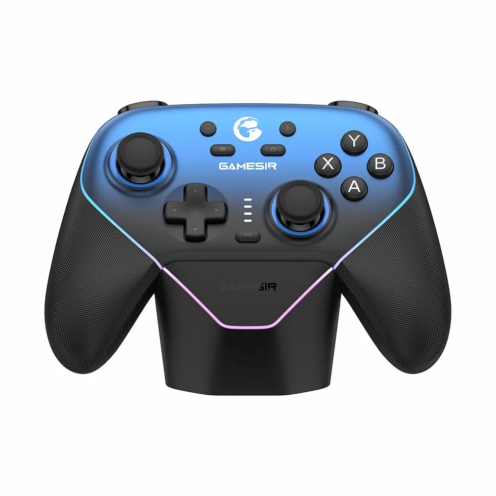 GameSir Super Nova Mando Inalámbrico con Base de Carga – Sticks Hall Effect, Gatillos Ajustables – Switch Gyro, PC, Móvil – Nightfall Blue